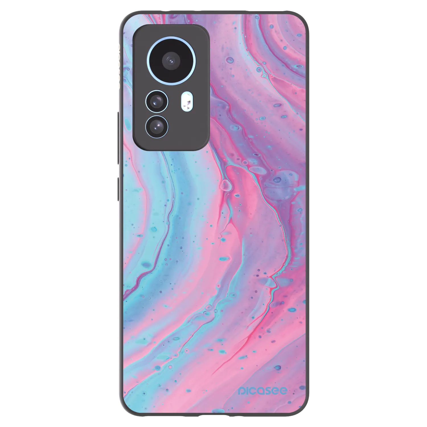 Picasee silikonowe czarne etui na Xiaomi 12T Pro - Pink liquid