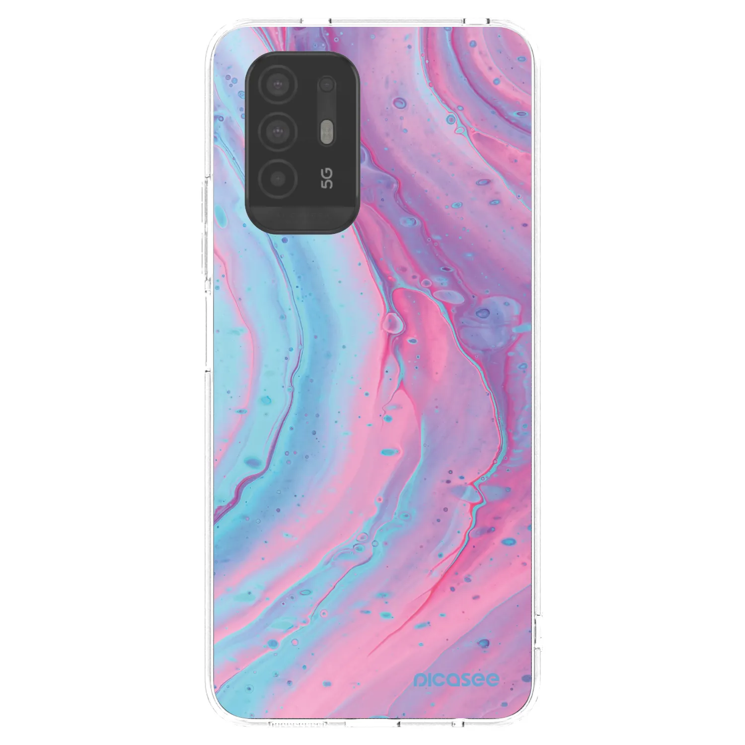 Picasee silikonowe przeźroczyste etui na OPPO A94 5G - Pink liquid