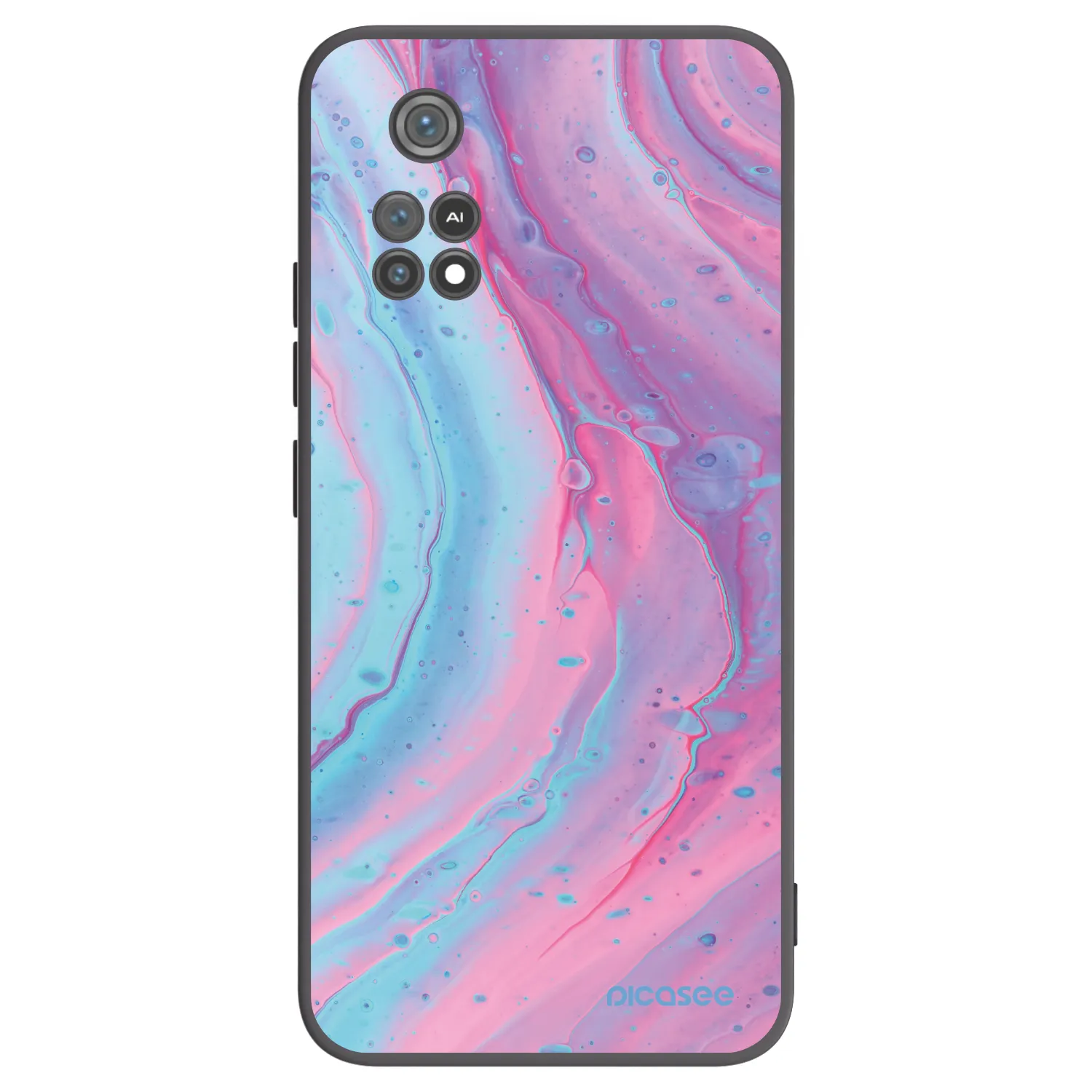 Picasee silikonowe czarne etui na Xiaomi Poco M4 Pro - Pink liquid