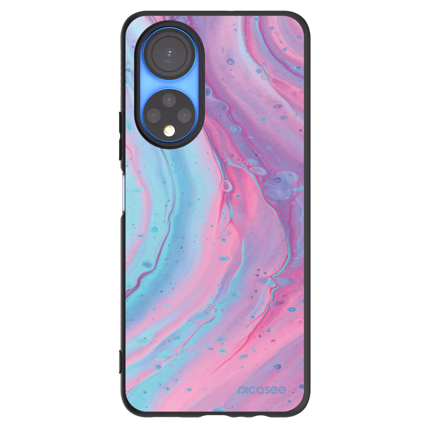 Picasee silikonowe czarne etui na Honor X7 - Pink liquid
