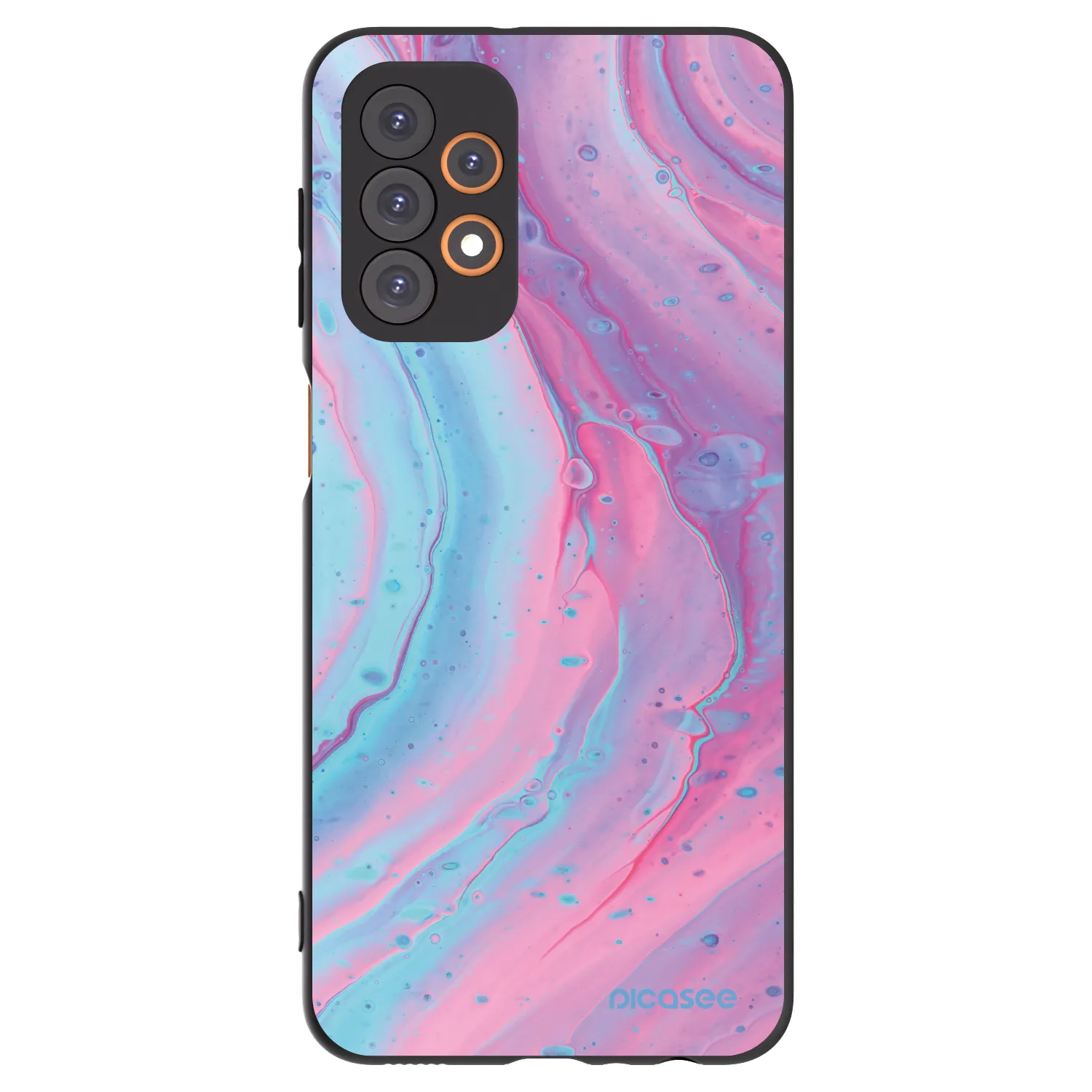 Picasee silikonowe czarne etui na Samsung Galaxy A23 A236B 5G - Pink liquid