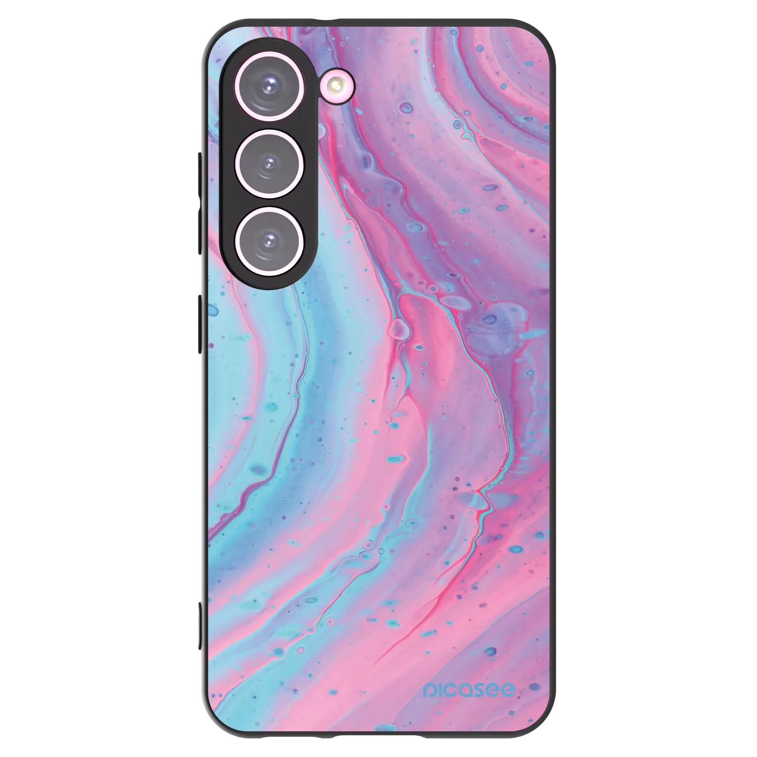 Picasee silikonowe czarne etui na Samsung Galaxy S23 5G - Pink liquid