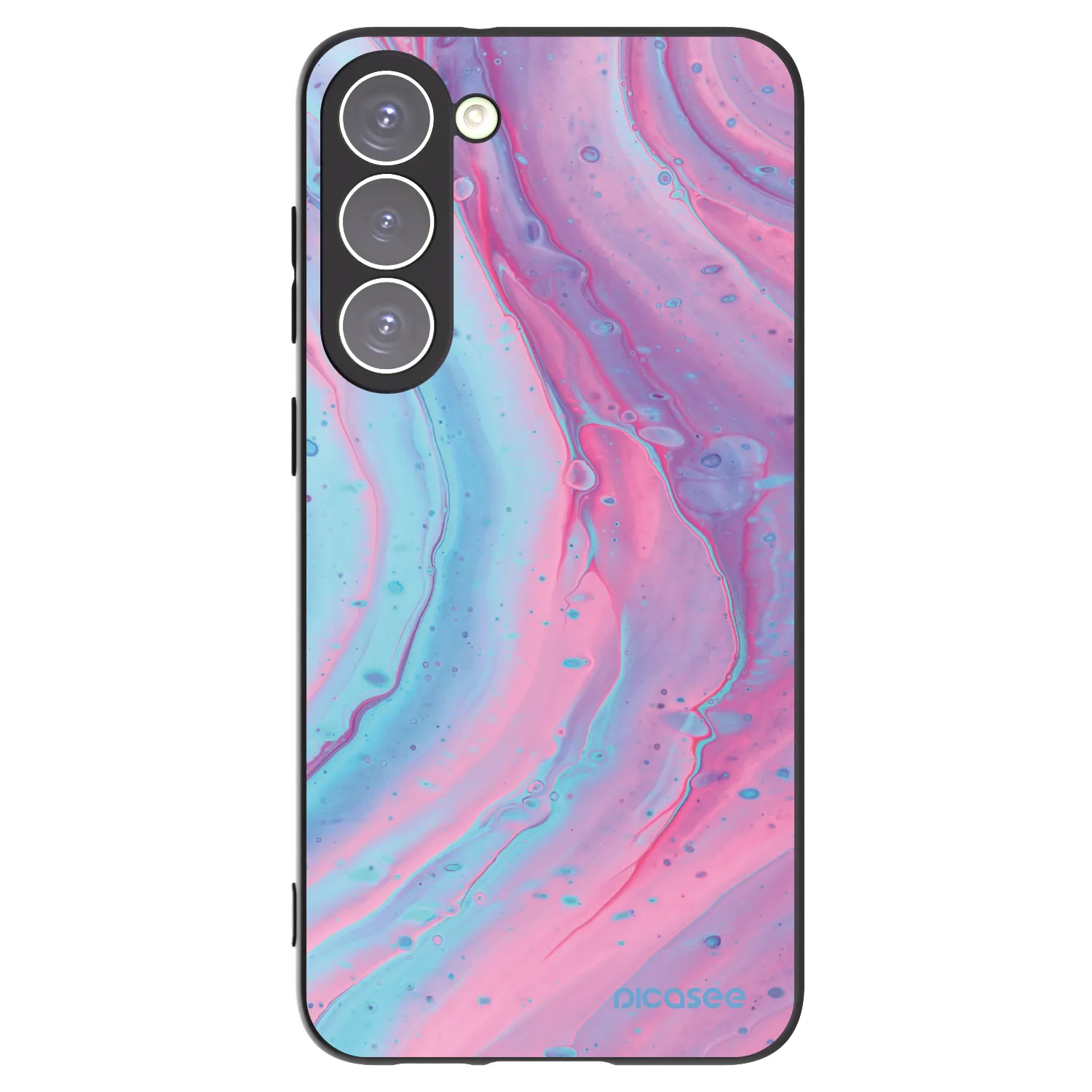 Picasee silikonowe czarne etui na Samsung Galaxy S23+ 5G - Pink liquid