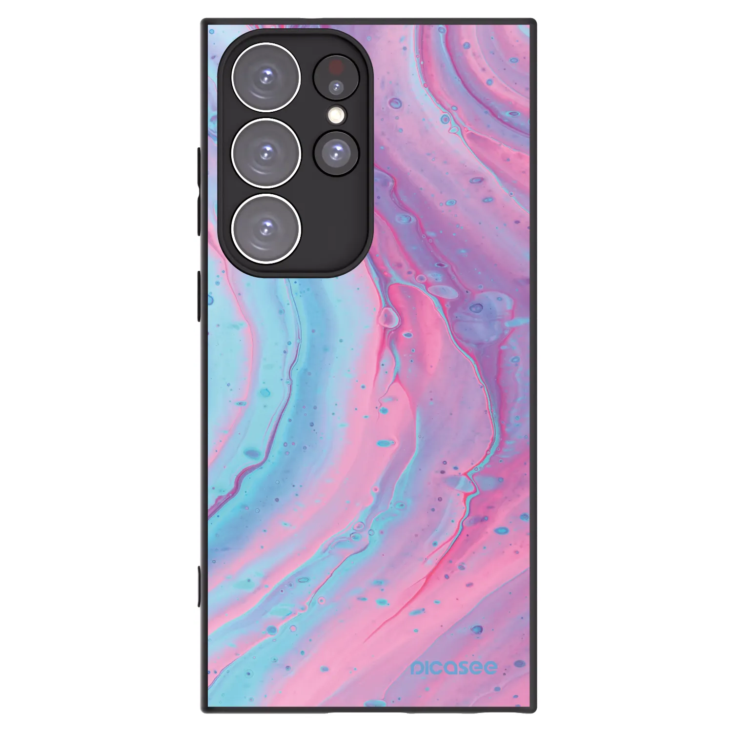 Picasee silikonowe czarne etui na Samsung Galaxy S23 Ultra 5G - Pink liquid