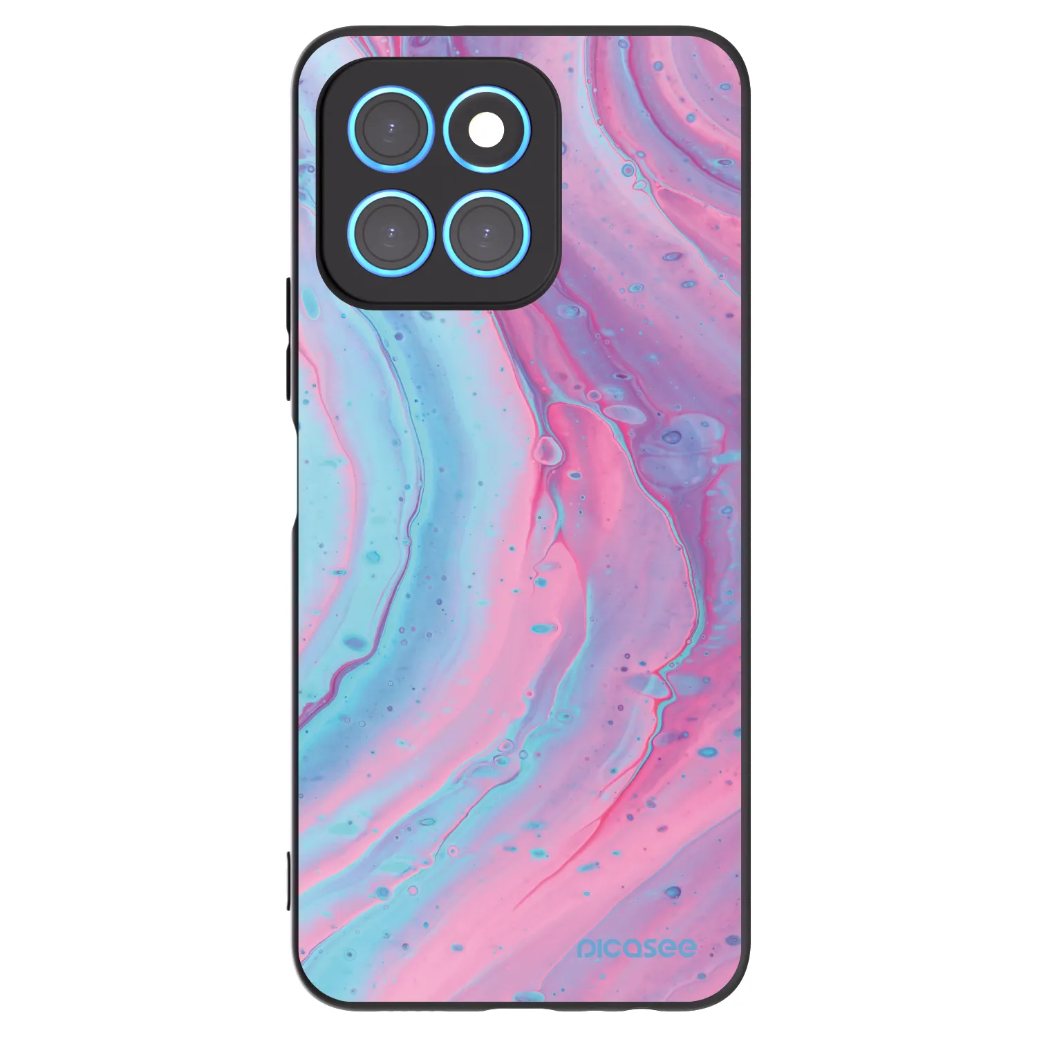 Picasee silikonowe czarne etui na Honor X8 5G - Pink liquid