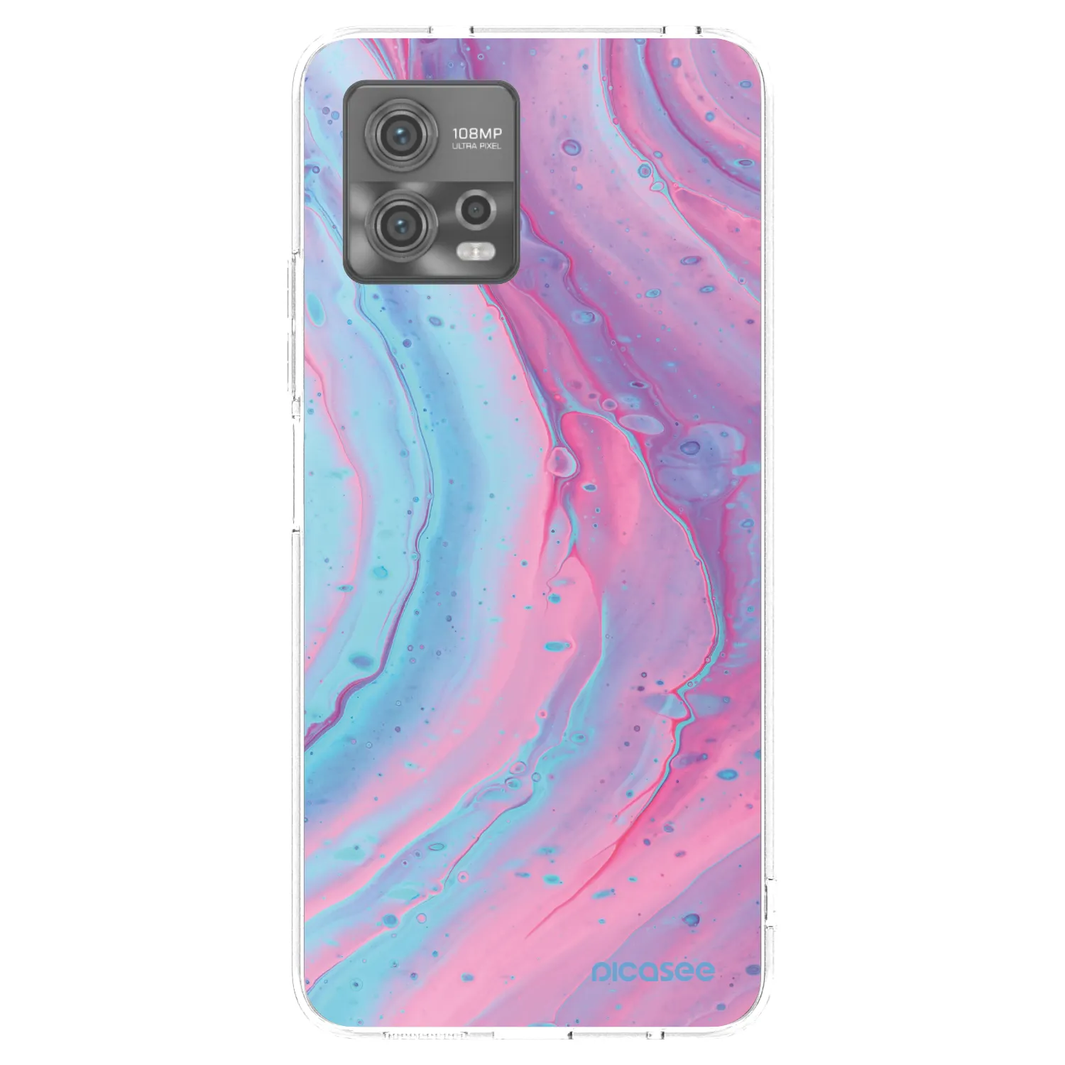Picasee silikonowe przeźroczyste etui na Motorola Moto G72 - Pink liquid