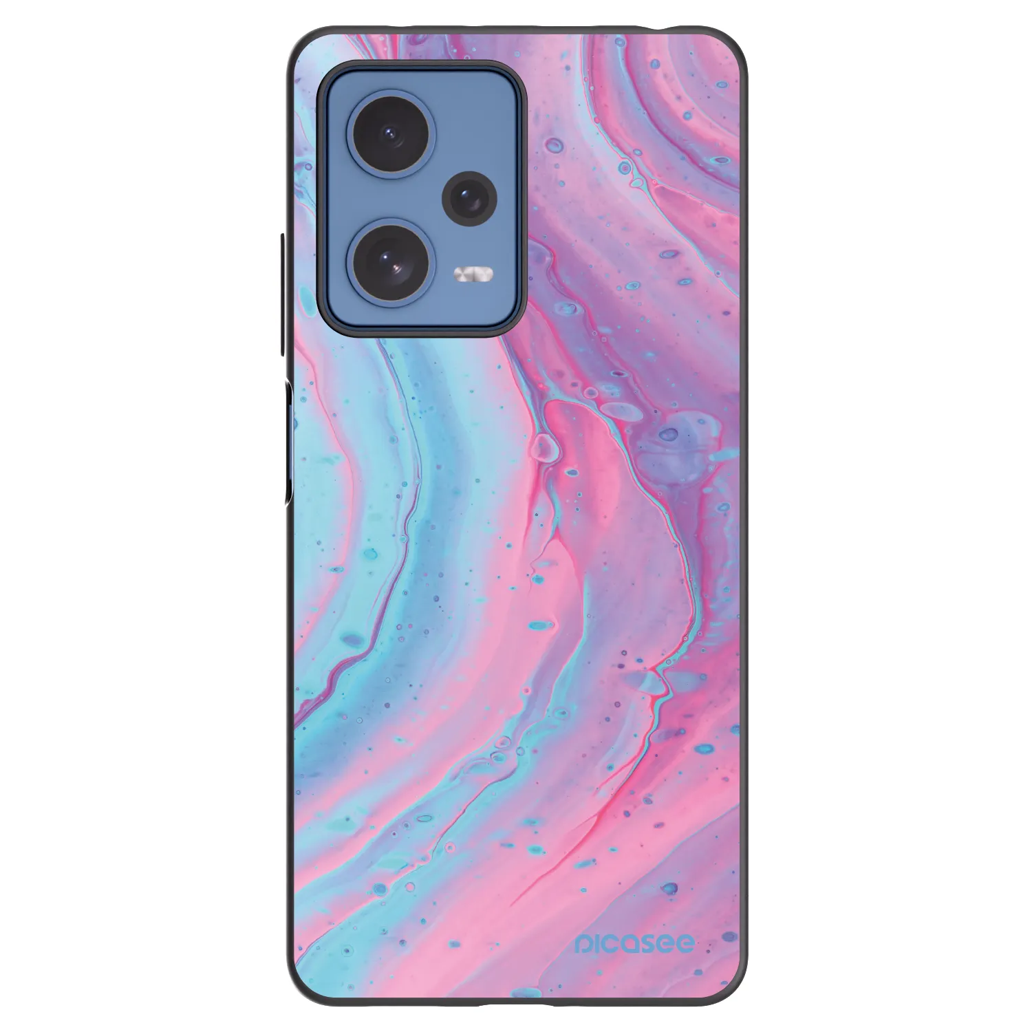 Picasee silikonowe czarne etui na Xiaomi Redmi Note 12 Pro 5G - Pink liquid