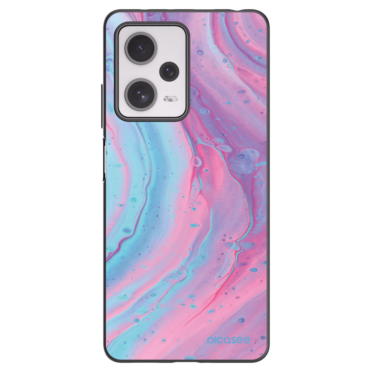 Picasee silikonowe czarne etui na Xiaomi Redmi Note 12 Pro+ 5G - Pink liquid