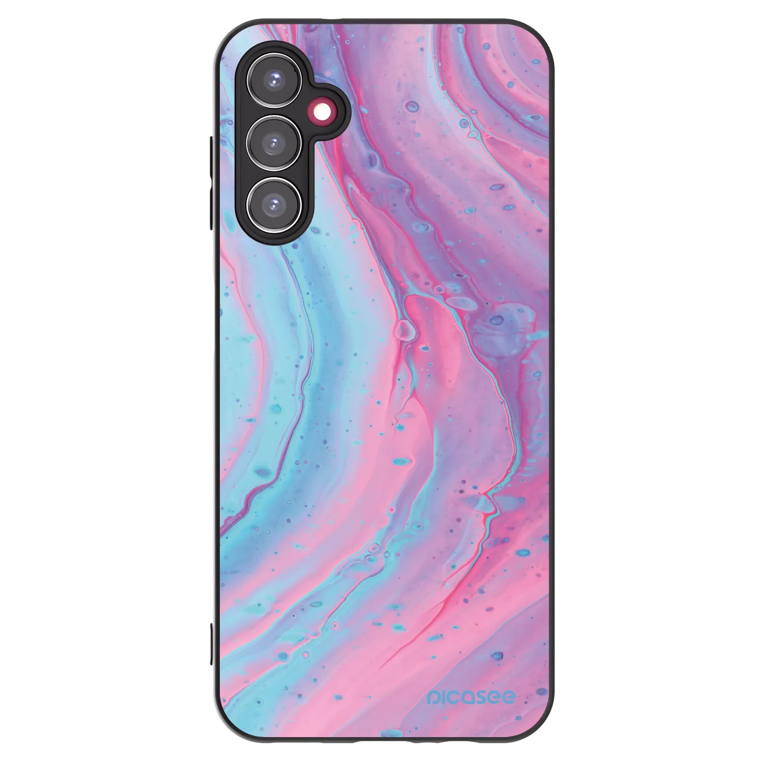 Picasee silikonowe czarne etui na Samsung Galaxy A14 4G A145R - Pink liquid