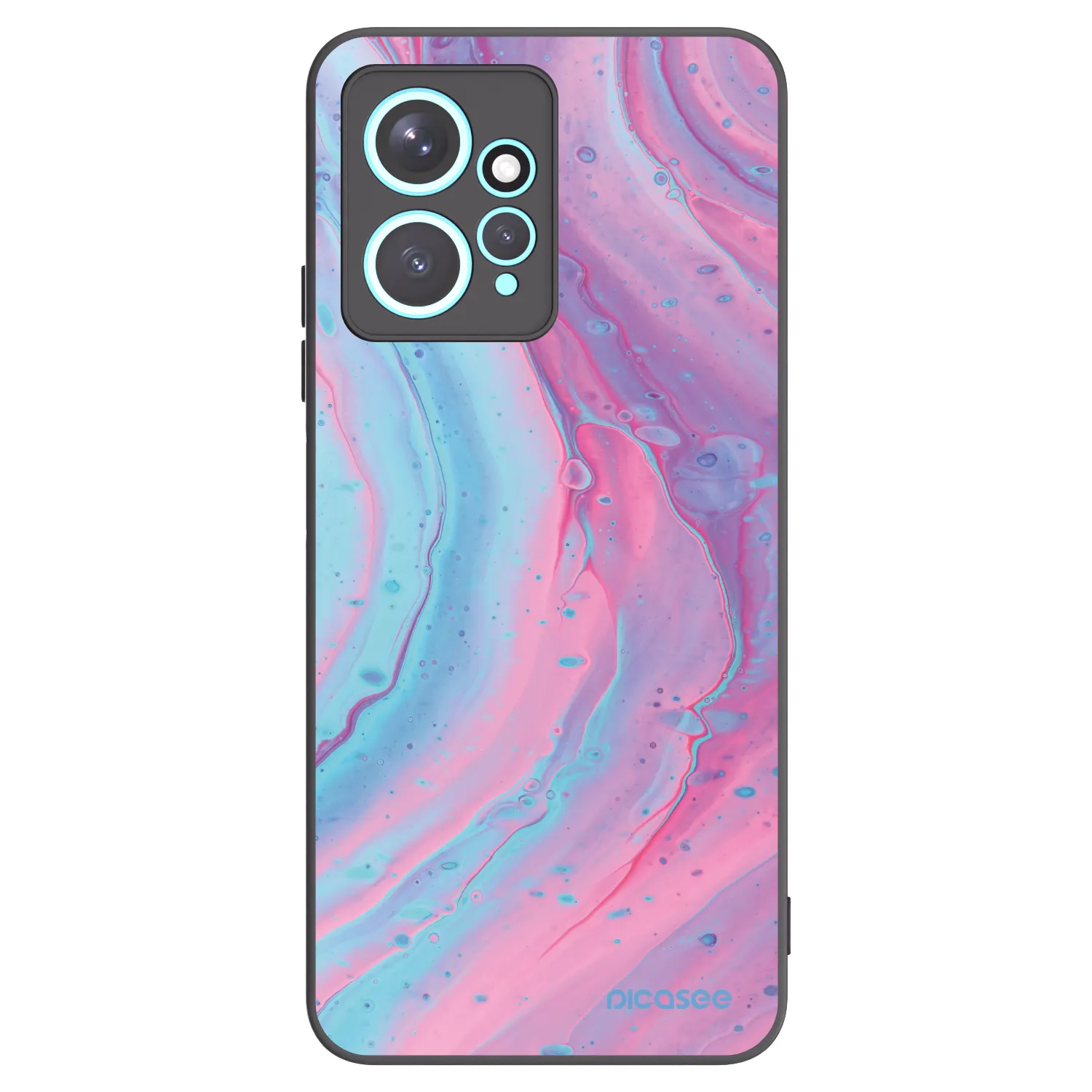 Picasee silikonowe czarne etui na Xiaomi Redmi Note 12 4G - Pink liquid
