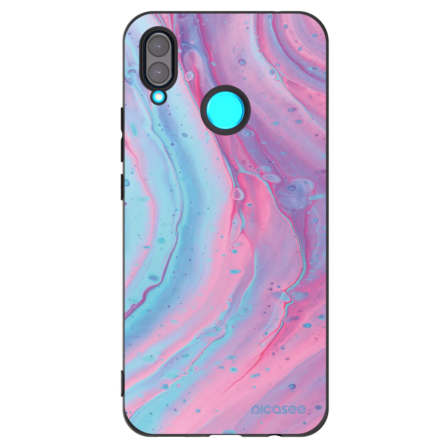Picasee silikonowe czarne etui na Huawei Nova 3i - Pink liquid