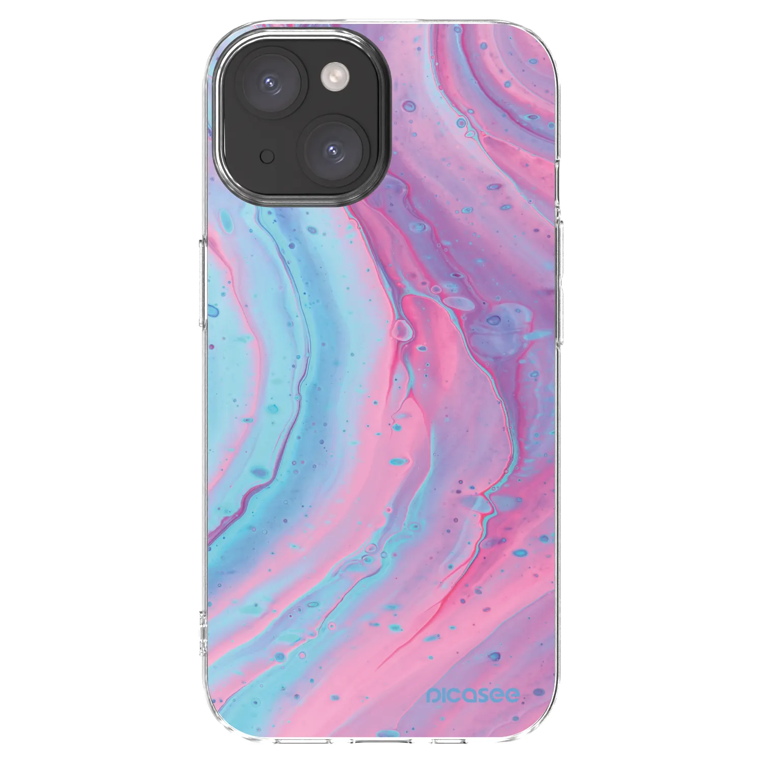 Picasee silikonowe przeźroczyste etui na Apple iPhone 15 - Pink liquid