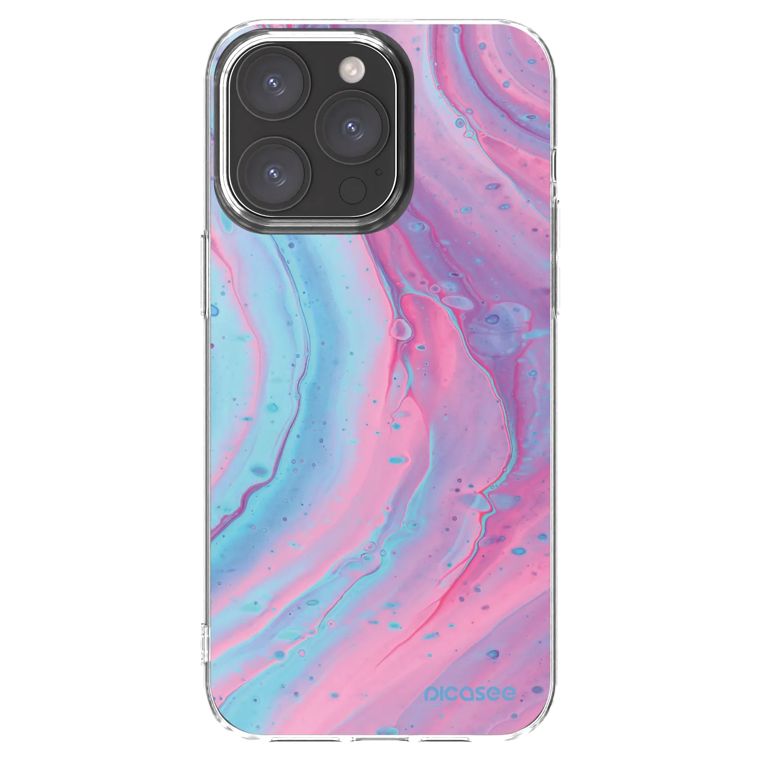 Picasee silikonowe przeźroczyste etui na Apple iPhone 15 Pro Max - Pink liquid