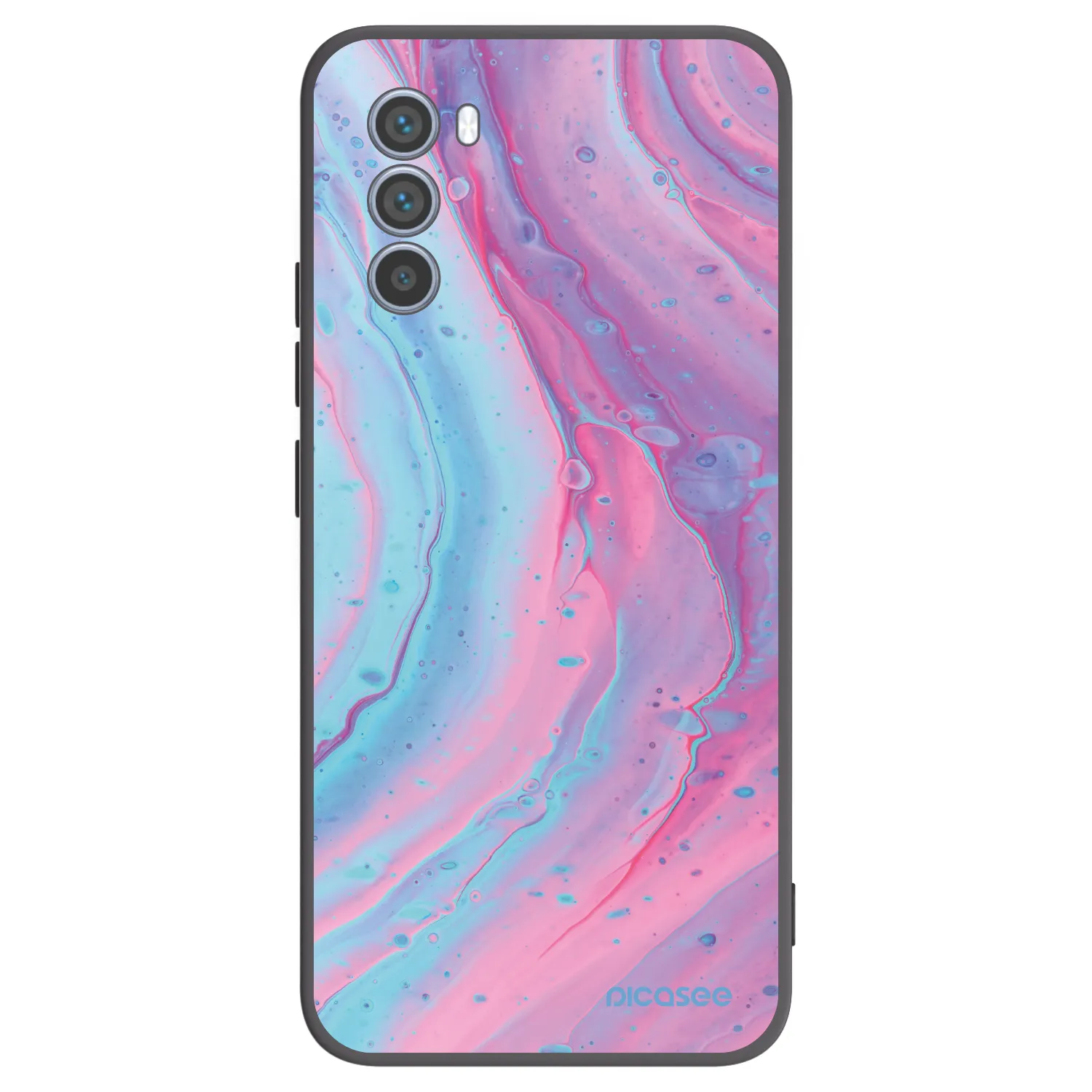 Picasee silikonowe czarne etui na Motorola Moto G62 - Pink liquid
