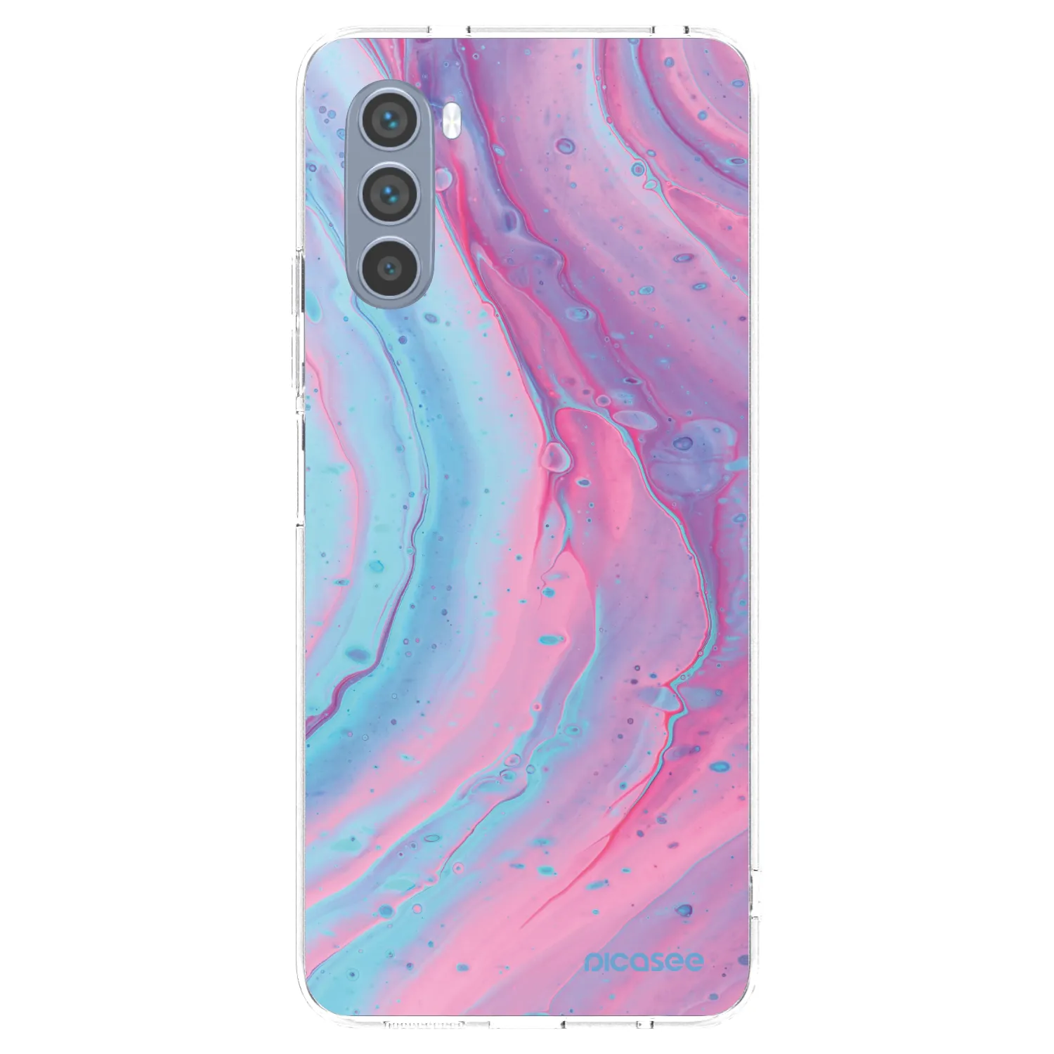 Picasee silikonowe przeźroczyste etui na Motorola Moto G62 - Pink liquid