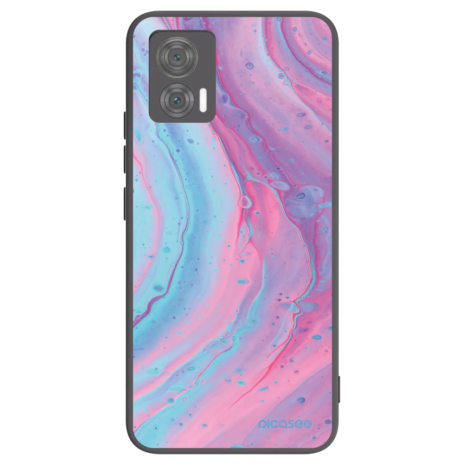 Picasee silikonowe czarne etui na Motorola Edge 30 Neo - Pink liquid
