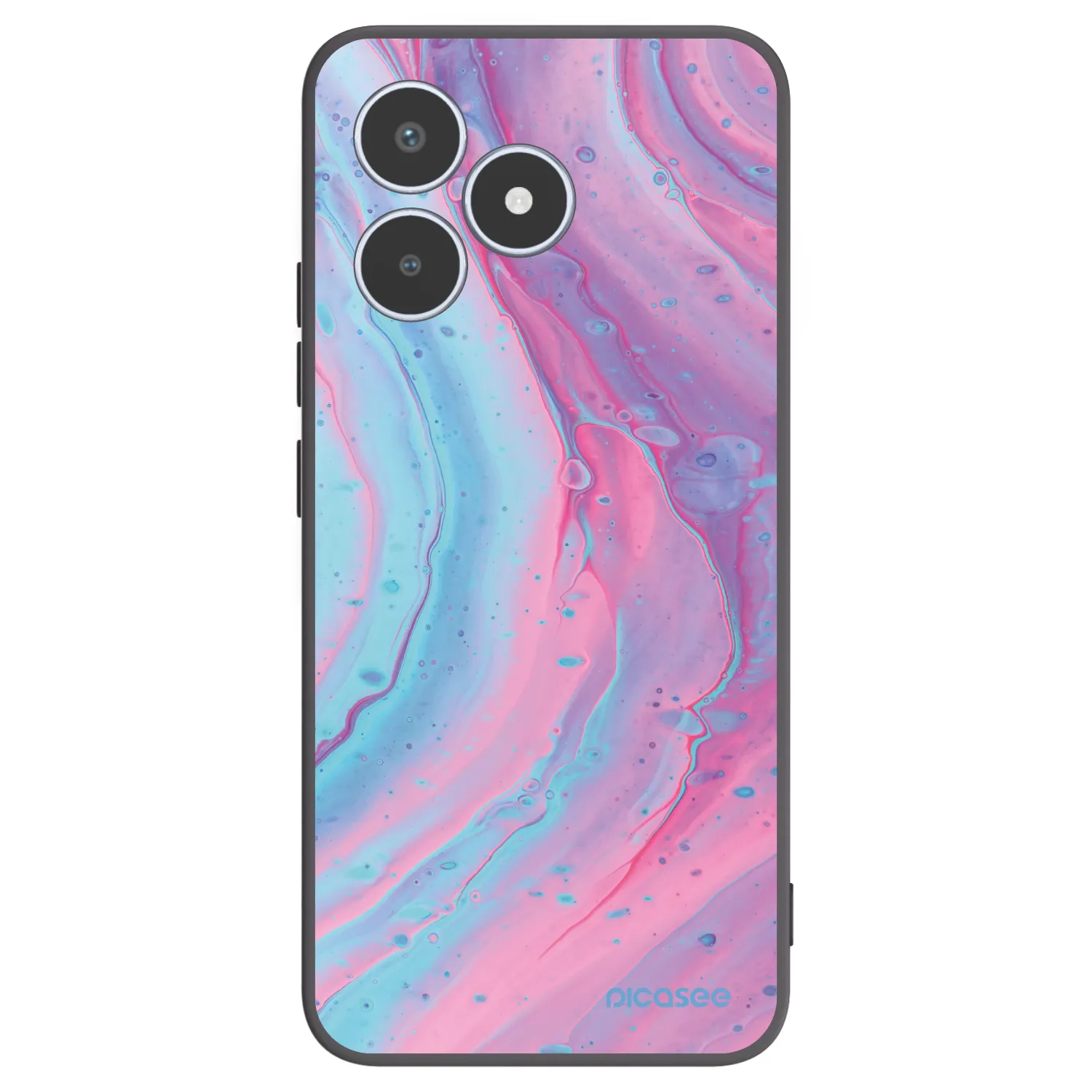 Picasee silikonowe czarne etui na Realme C53 - Pink liquid