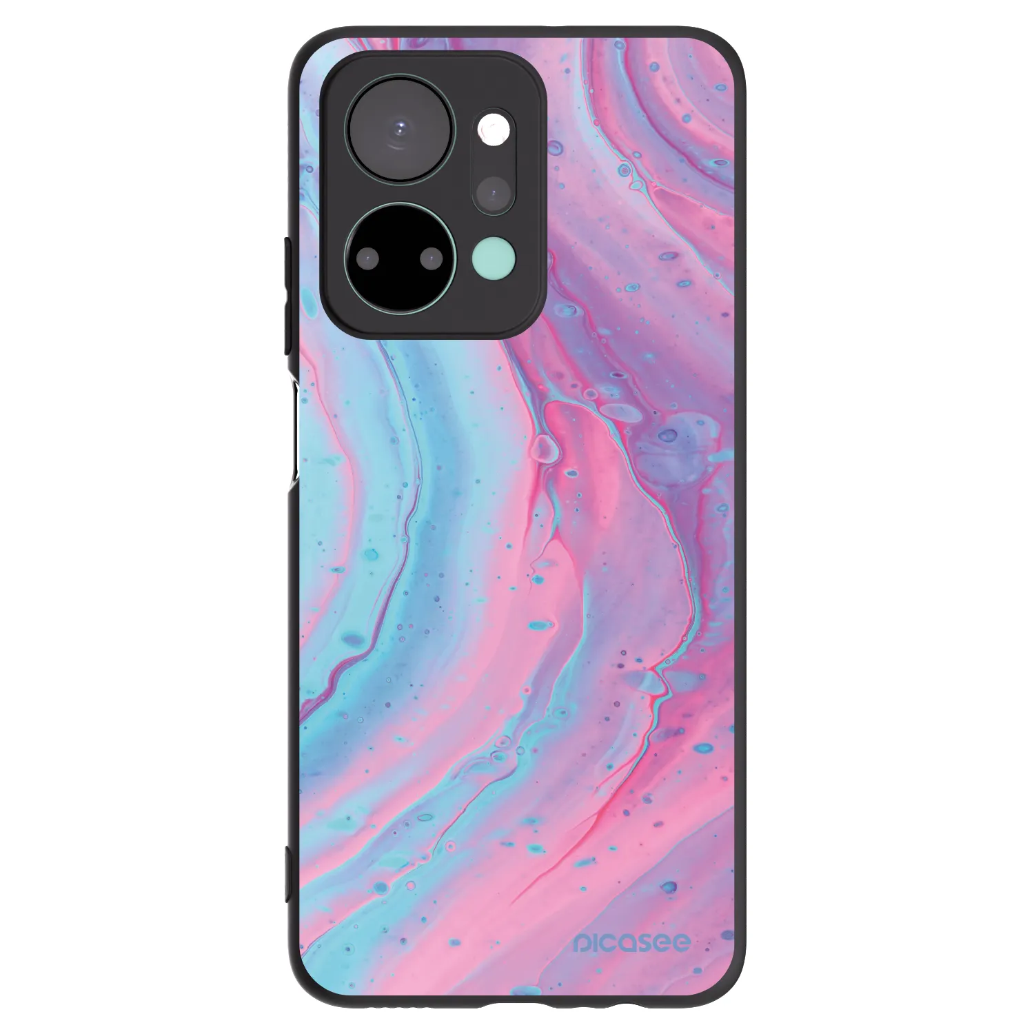 Picasee silikonowe czarne etui na Honor X7a - Pink liquid