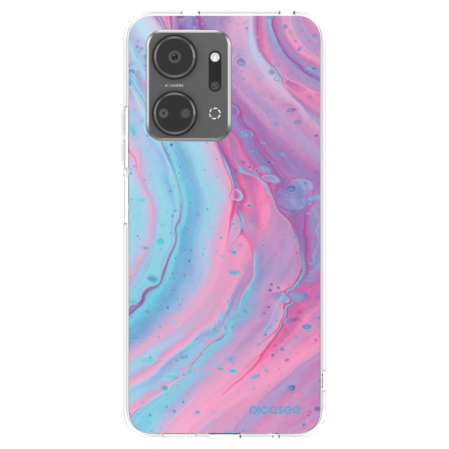 Picasee silikonowe przeźroczyste etui na Honor X7a - Pink liquid