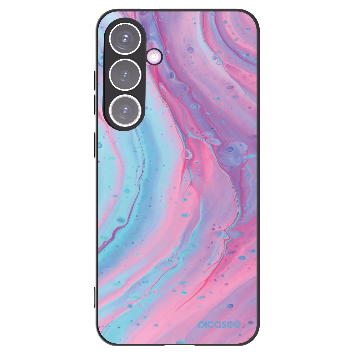 Picasee silikonowe czarne etui na Samsung Galaxy S24+ S926B 5G - Pink liquid