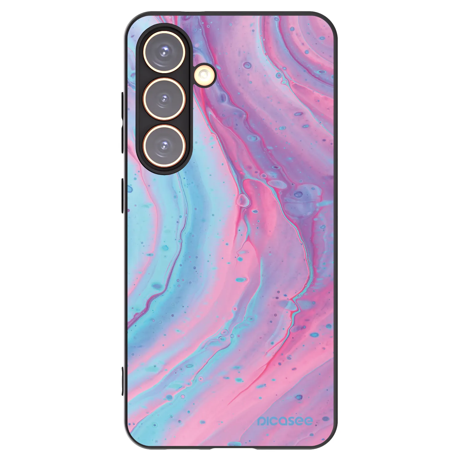 Picasee silikonowe czarne etui na Samsung Galaxy S24 S921B 5G - Pink liquid