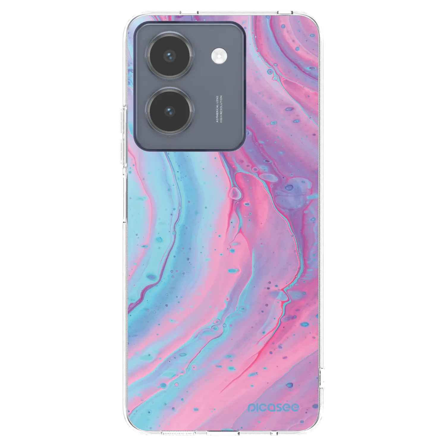 Picasee silikonowe przeźroczyste etui na Vivo Y36 4G - Pink liquid