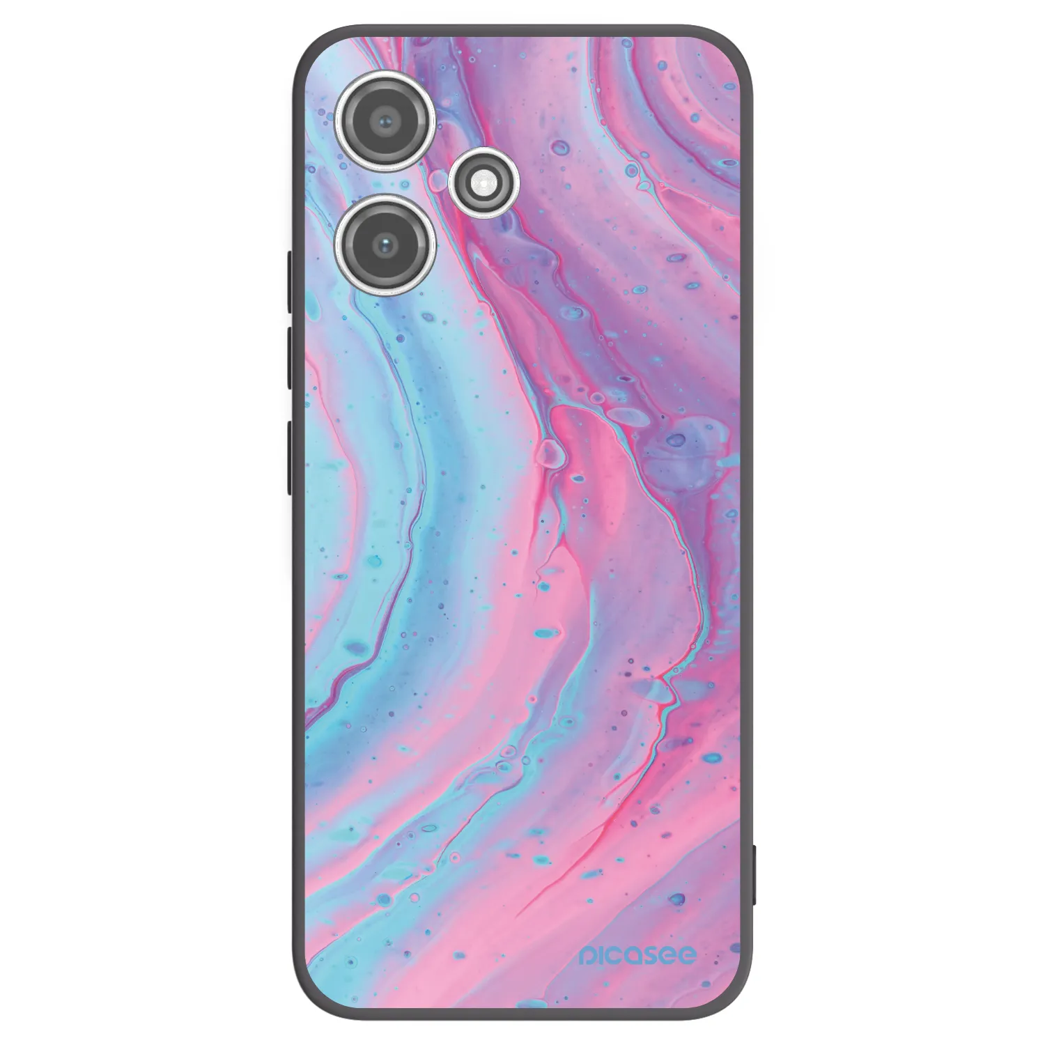 Picasee silikonowe czarne etui na Xiaomi Redmi 12 5G - Pink liquid