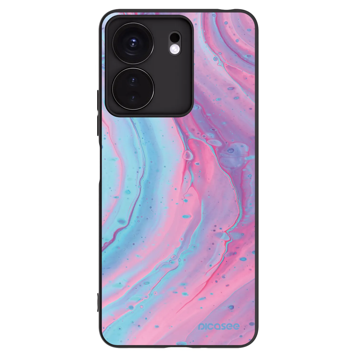 Picasee silikonowe czarne etui na Xiaomi Redmi 13C 4G - Pink liquid