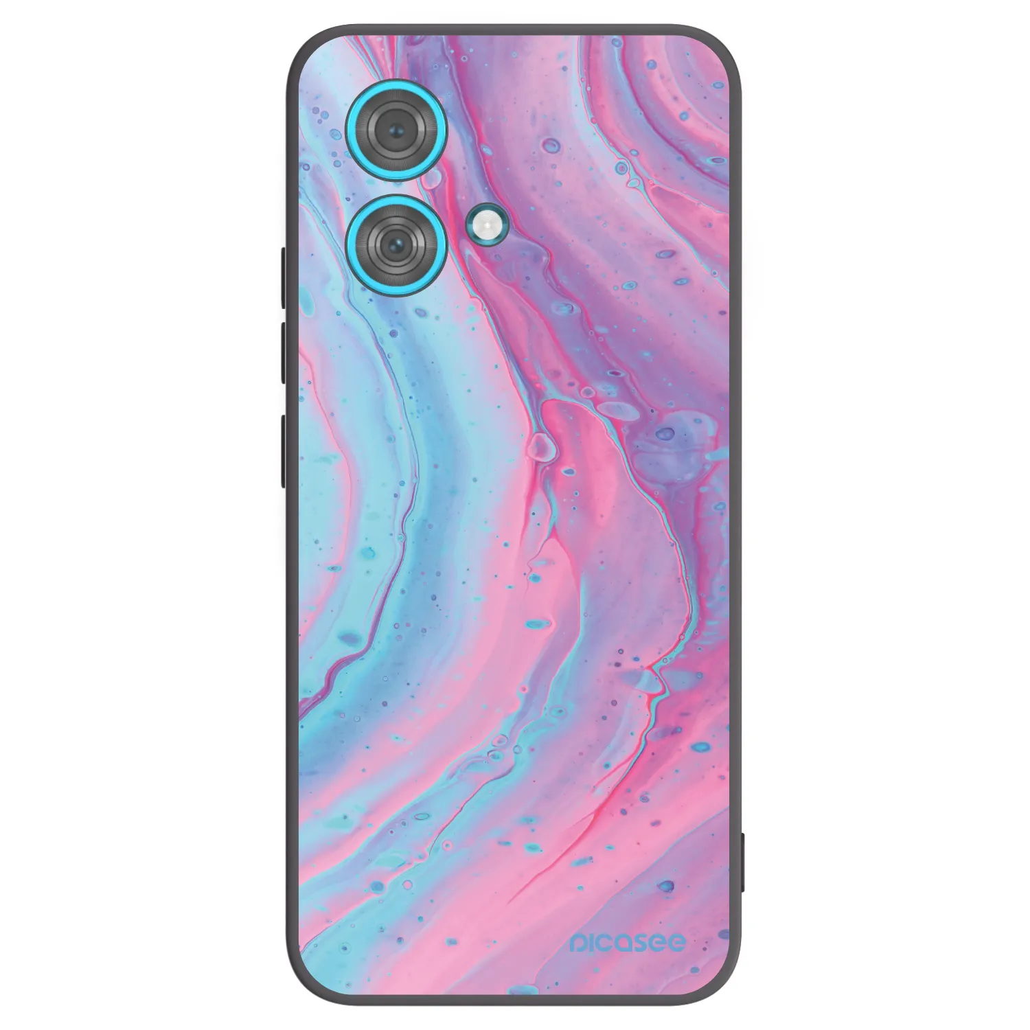 Picasee silikonowe czarne etui na Motorola Edge 40 Neo - Pink liquid