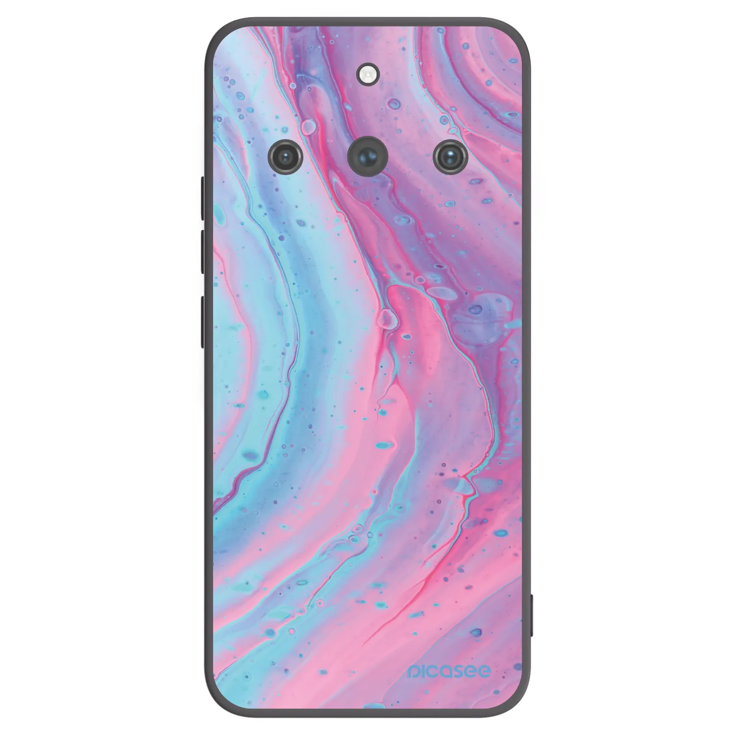 Picasee silikonowe czarne etui na Realme 11 Pro+ - Pink liquid
