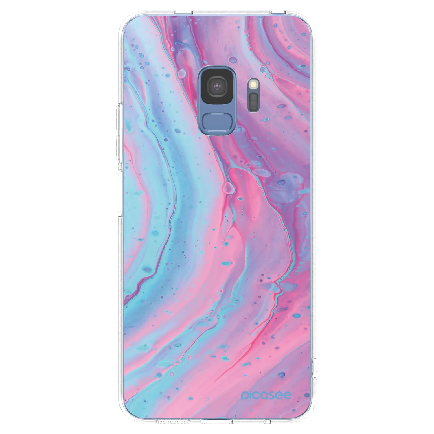 Picasee silikonowe przeźroczyste etui na Samsung Galaxy S9 G960F - Pink liquid