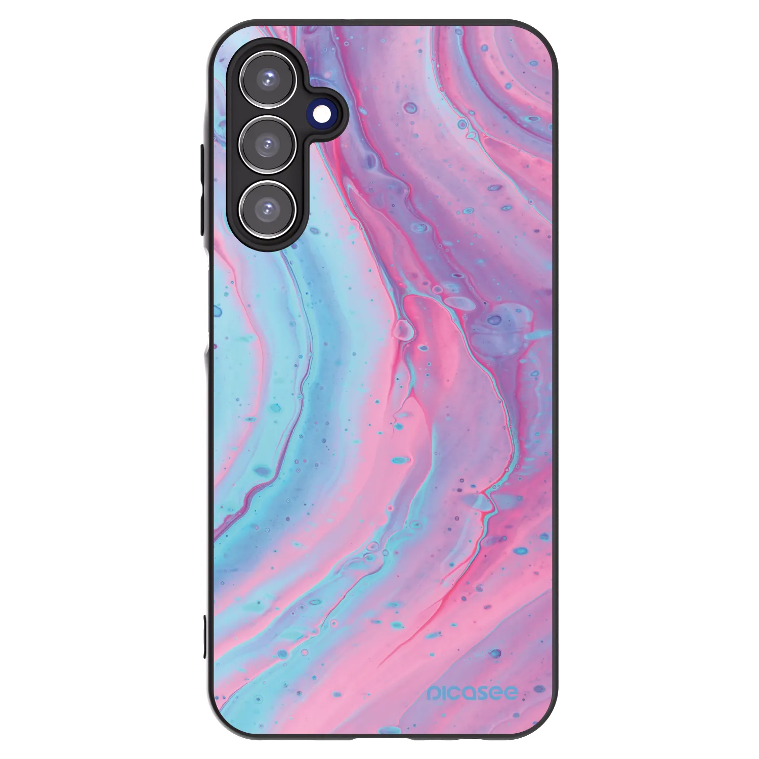 Picasee silikonowe czarne etui na Samsung Galaxy A15 A156B 5G - Pink liquid