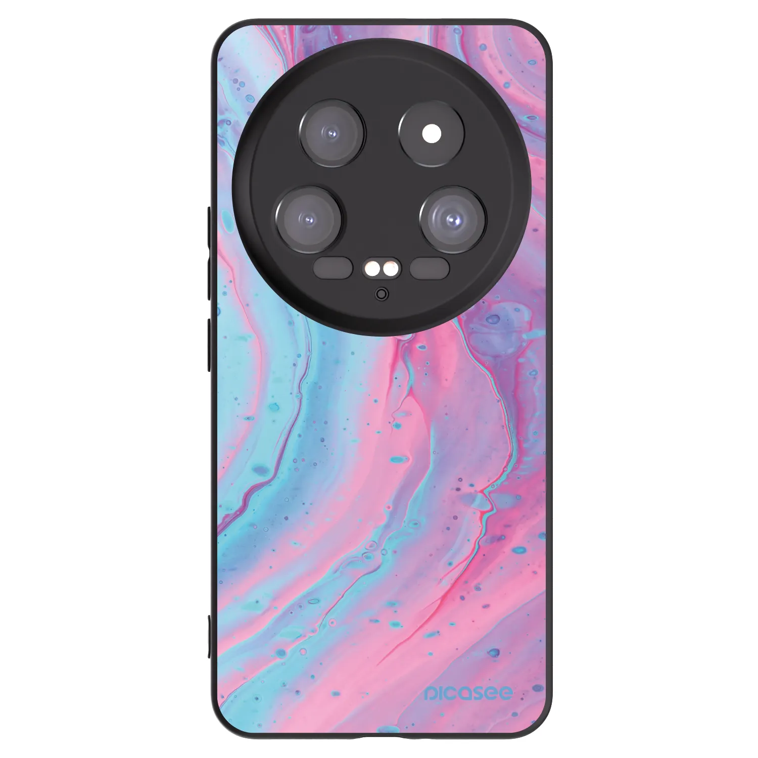 Picasee silikonowe czarne etui na Xiaomi 14 Ultra - Pink liquid