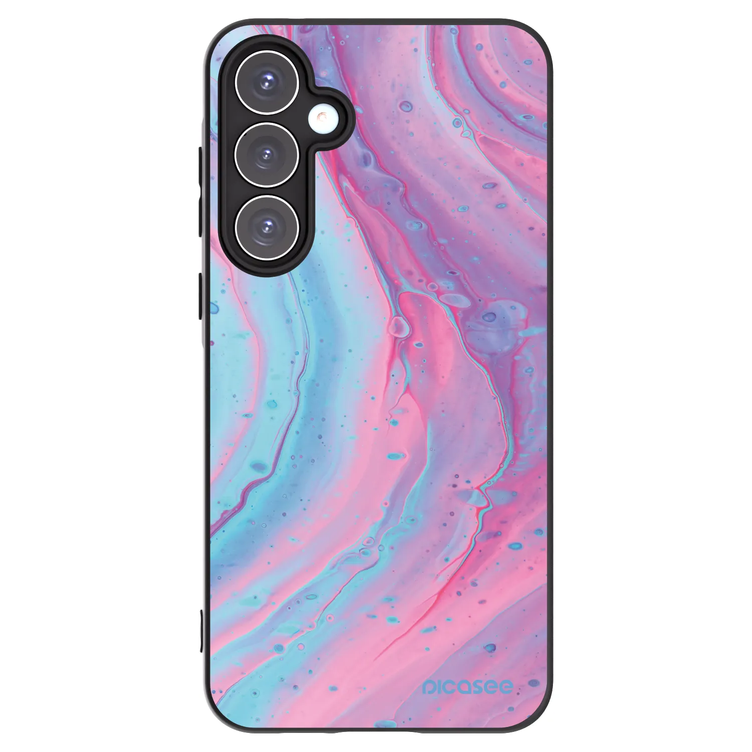 Picasee silikonowe czarne etui na Samsung Galaxy A55 5G A556B - Pink liquid