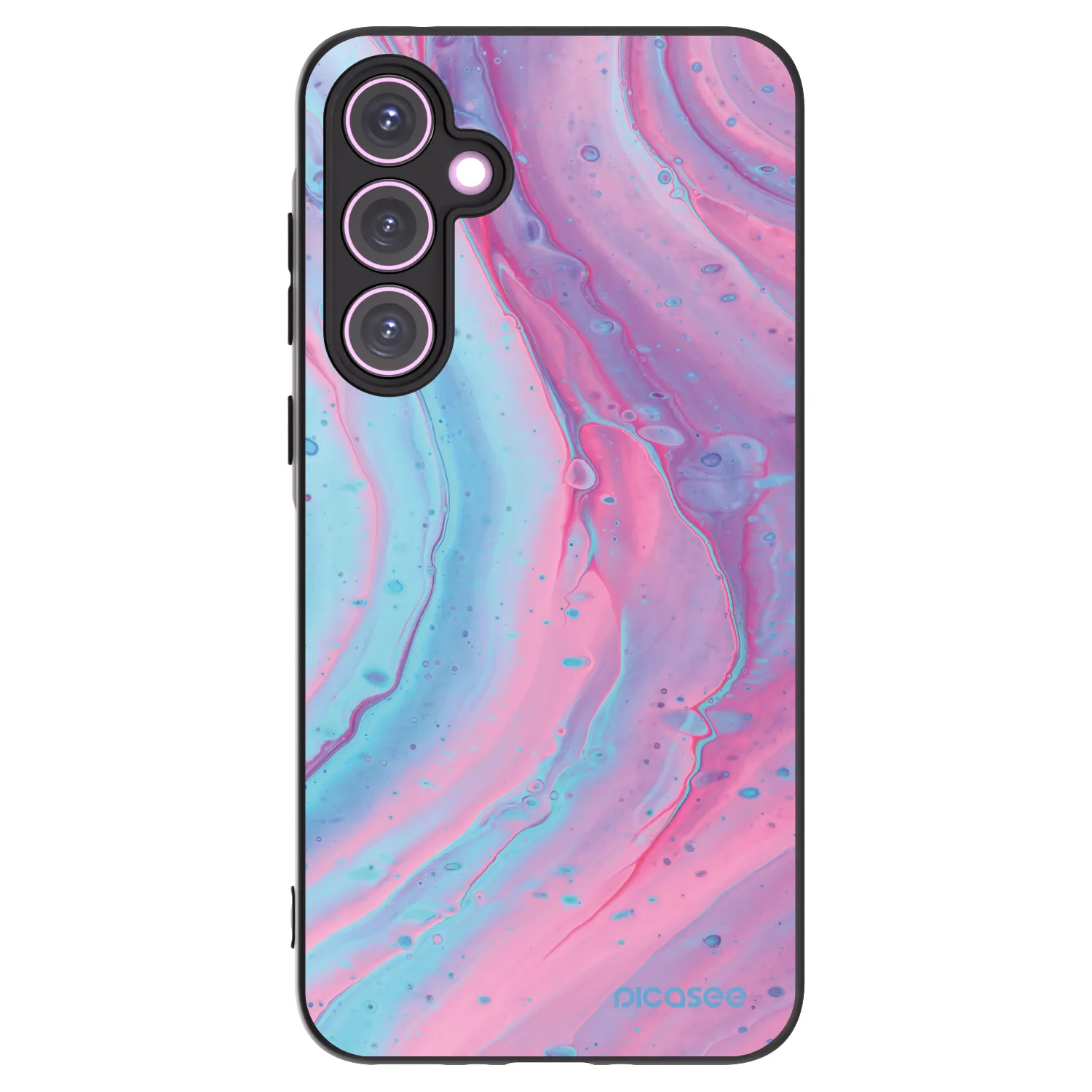 Picasee silikonowe czarne etui na Samsung Galaxy A35 5G A356B - Pink liquid