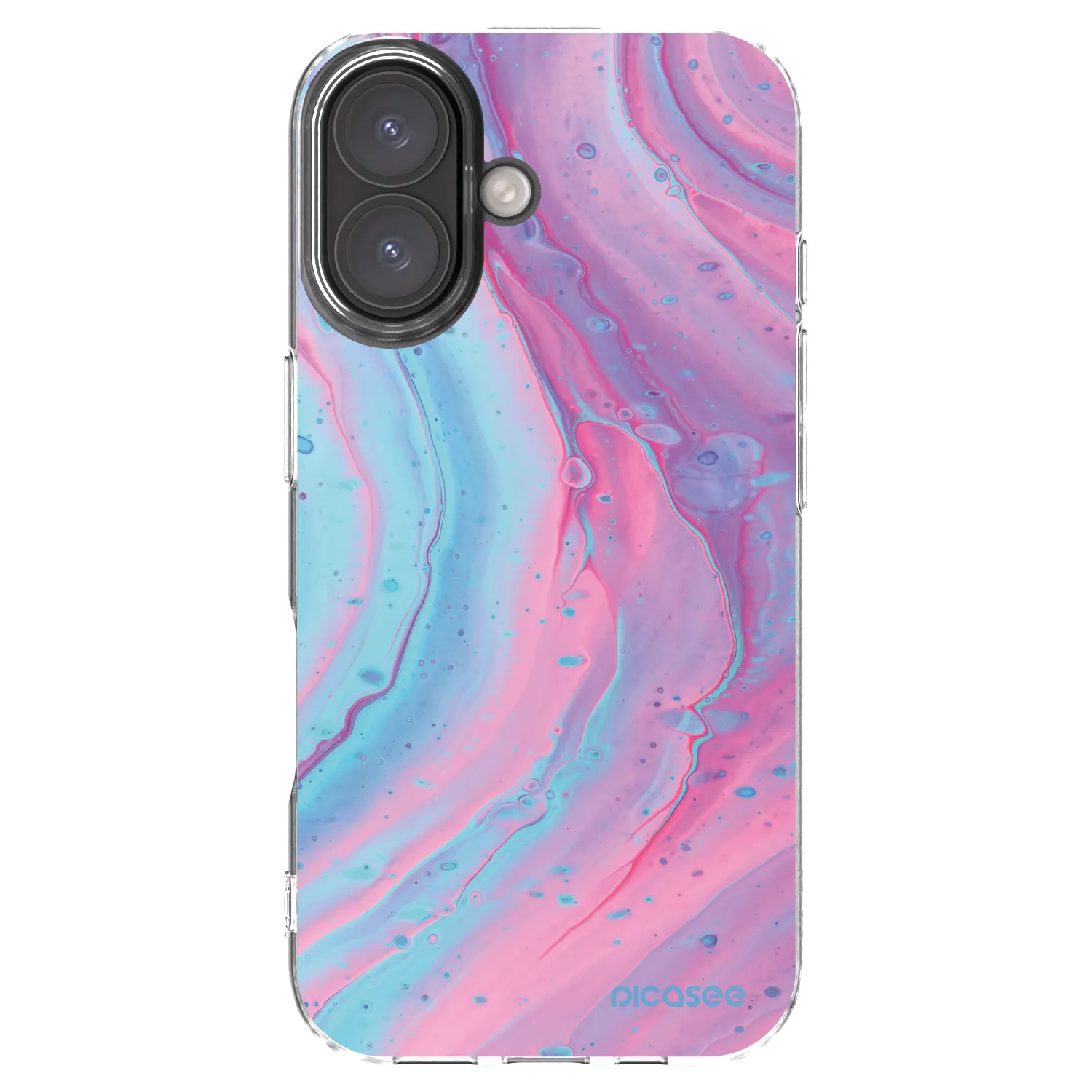 Picasee silikonowe przeźroczyste etui na Apple iPhone 16 - Pink liquid