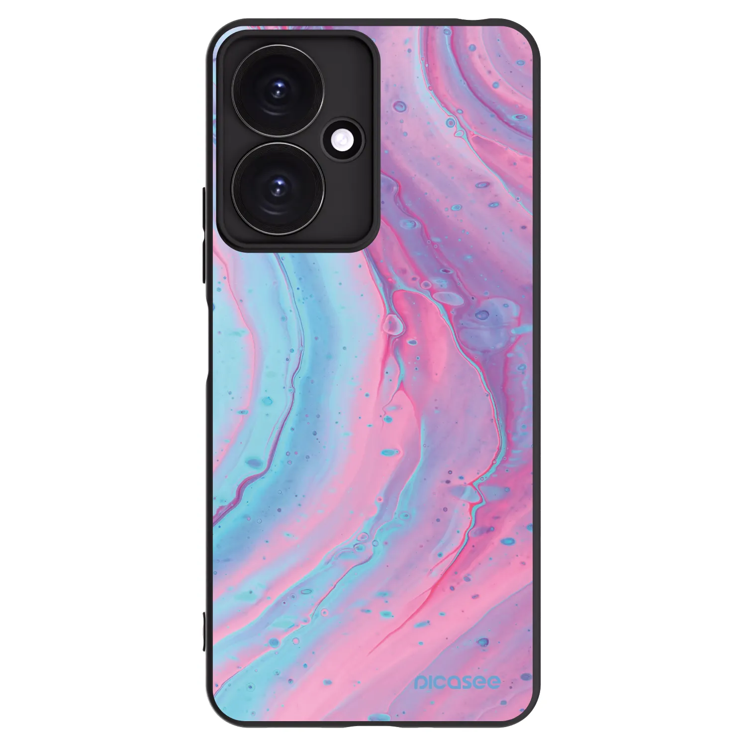 Picasee silikonowe czarne etui na Xiaomi Redmi 13C 5G - Pink liquid