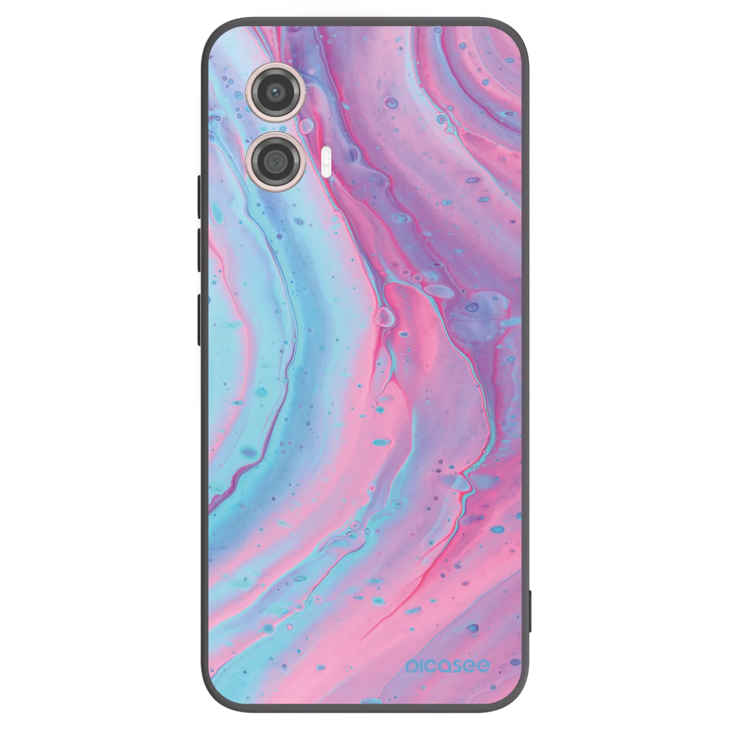 Picasee silikonowe czarne etui na Motorola Moto G53 5G - Pink liquid