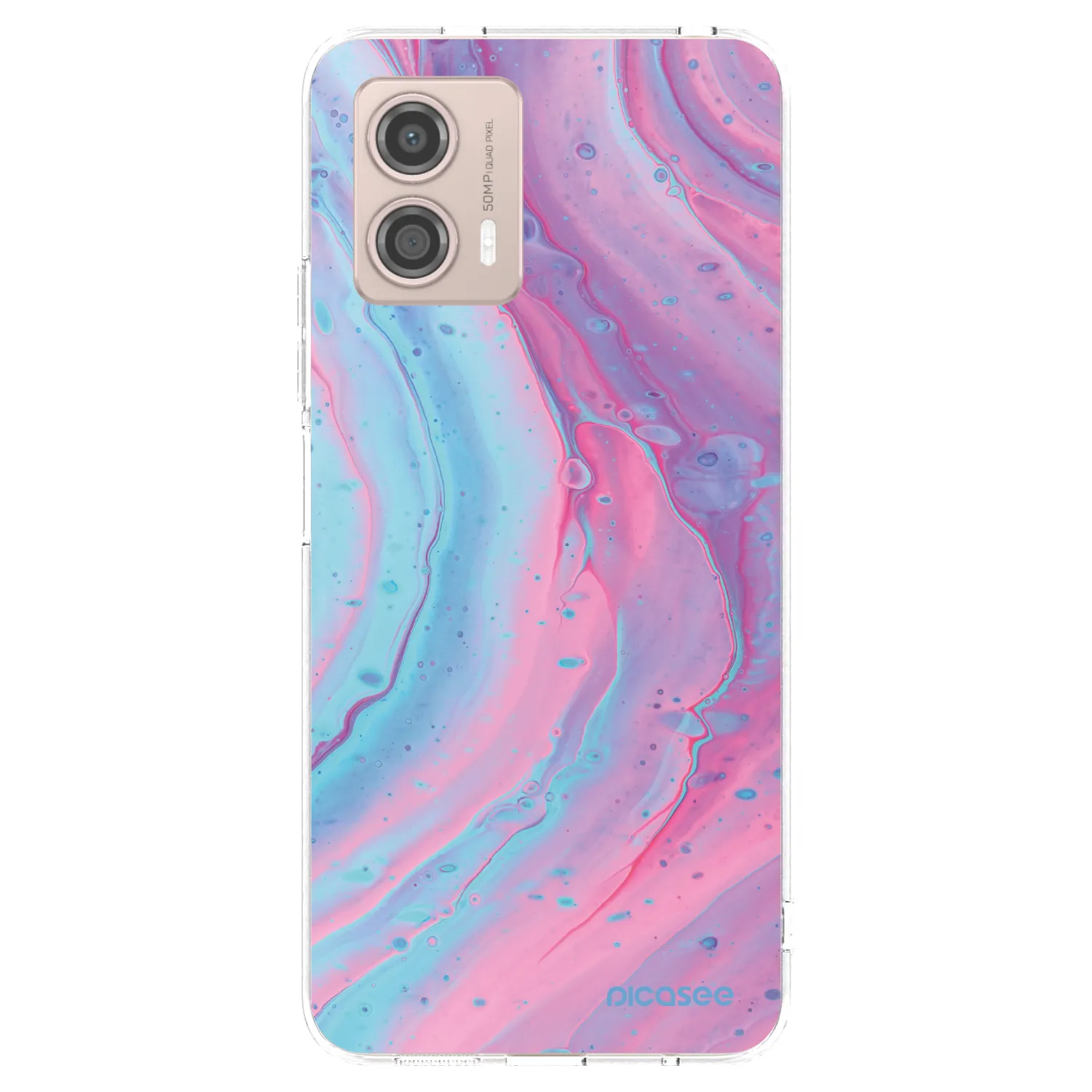 Picasee silikonowe przeźroczyste etui na Motorola Moto G53 5G - Pink liquid