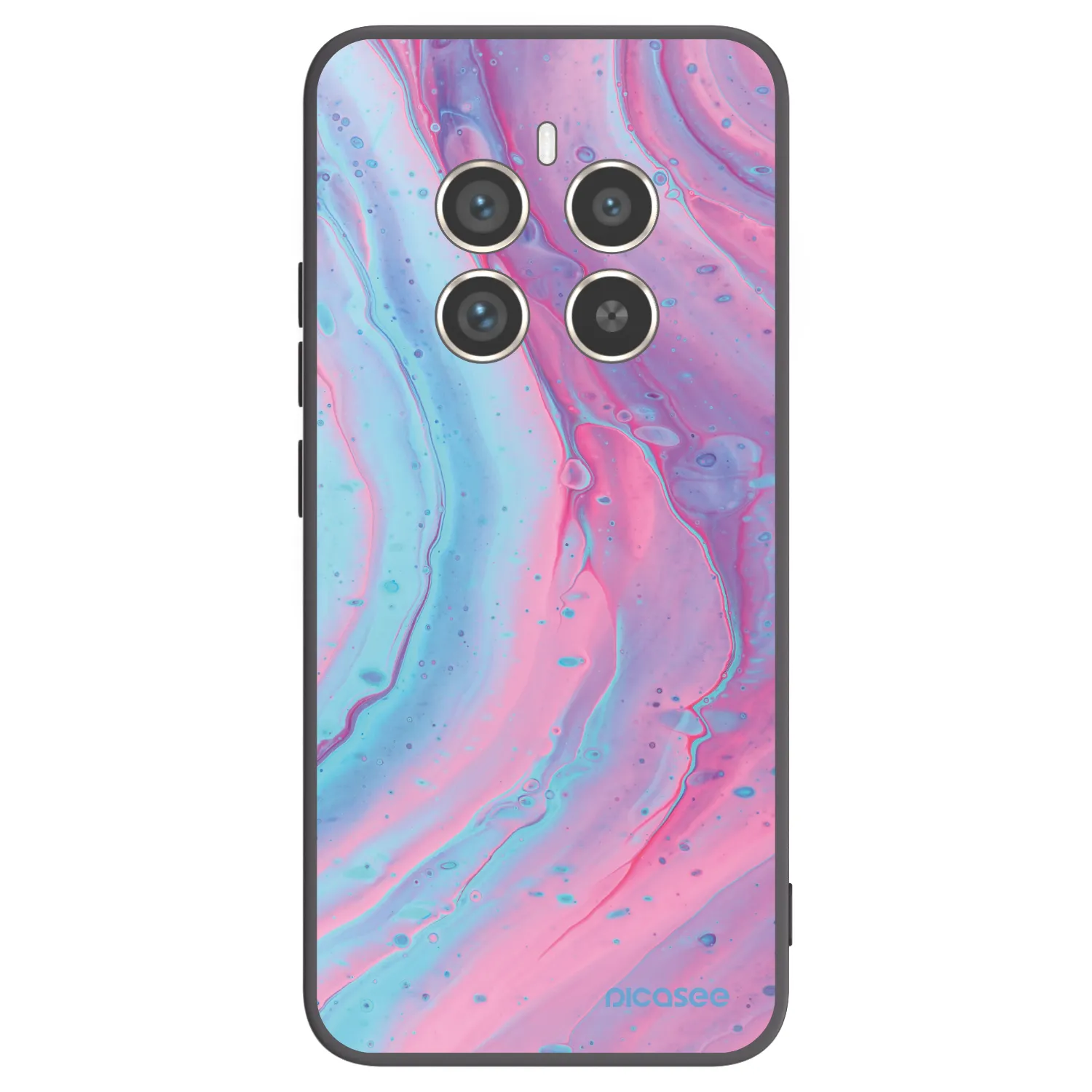 Picasee silikonowe czarne etui na Realme 12 Pro 5G - Pink liquid