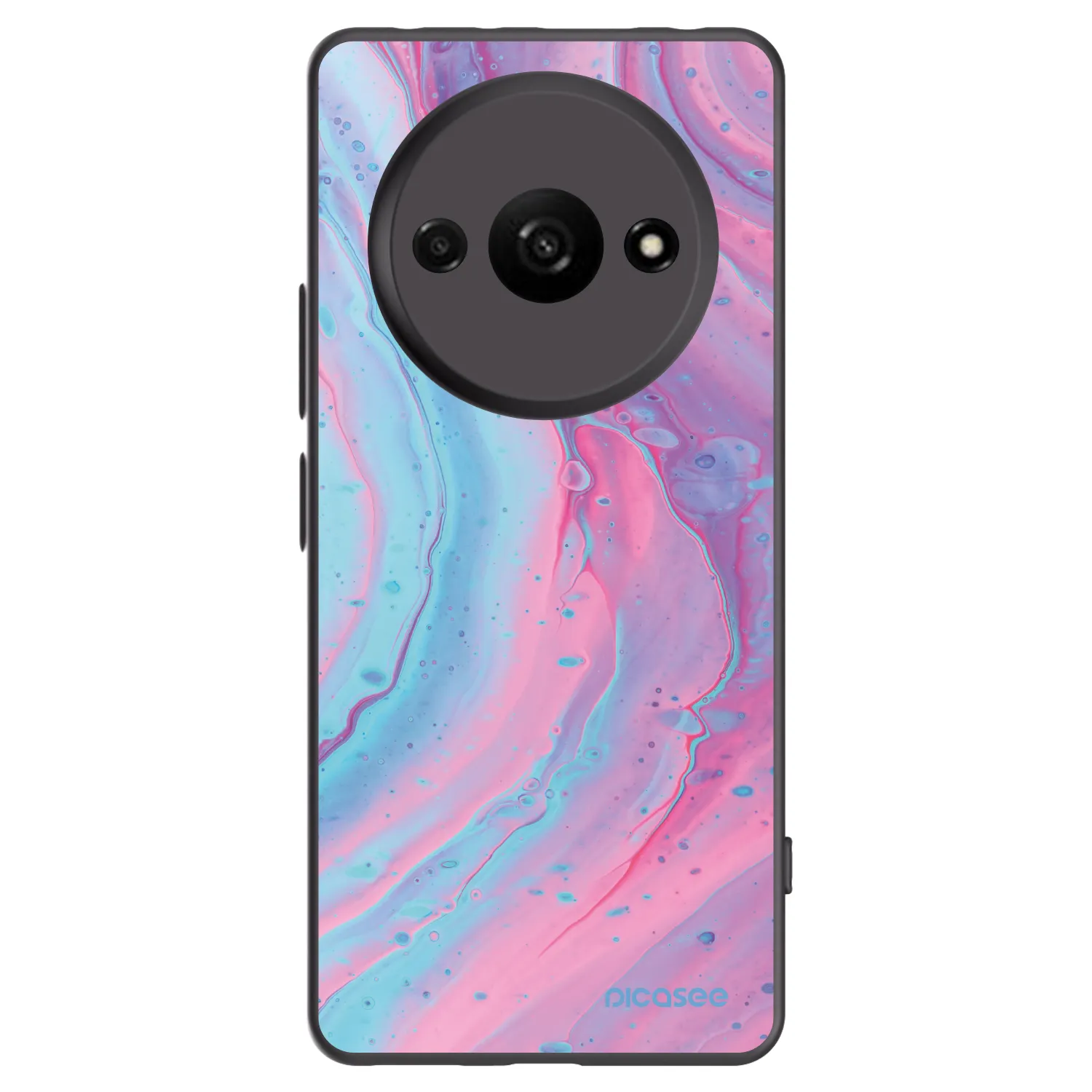 Picasee silikonowe czarne etui na Xiaomi Redmi A3 - Pink liquid