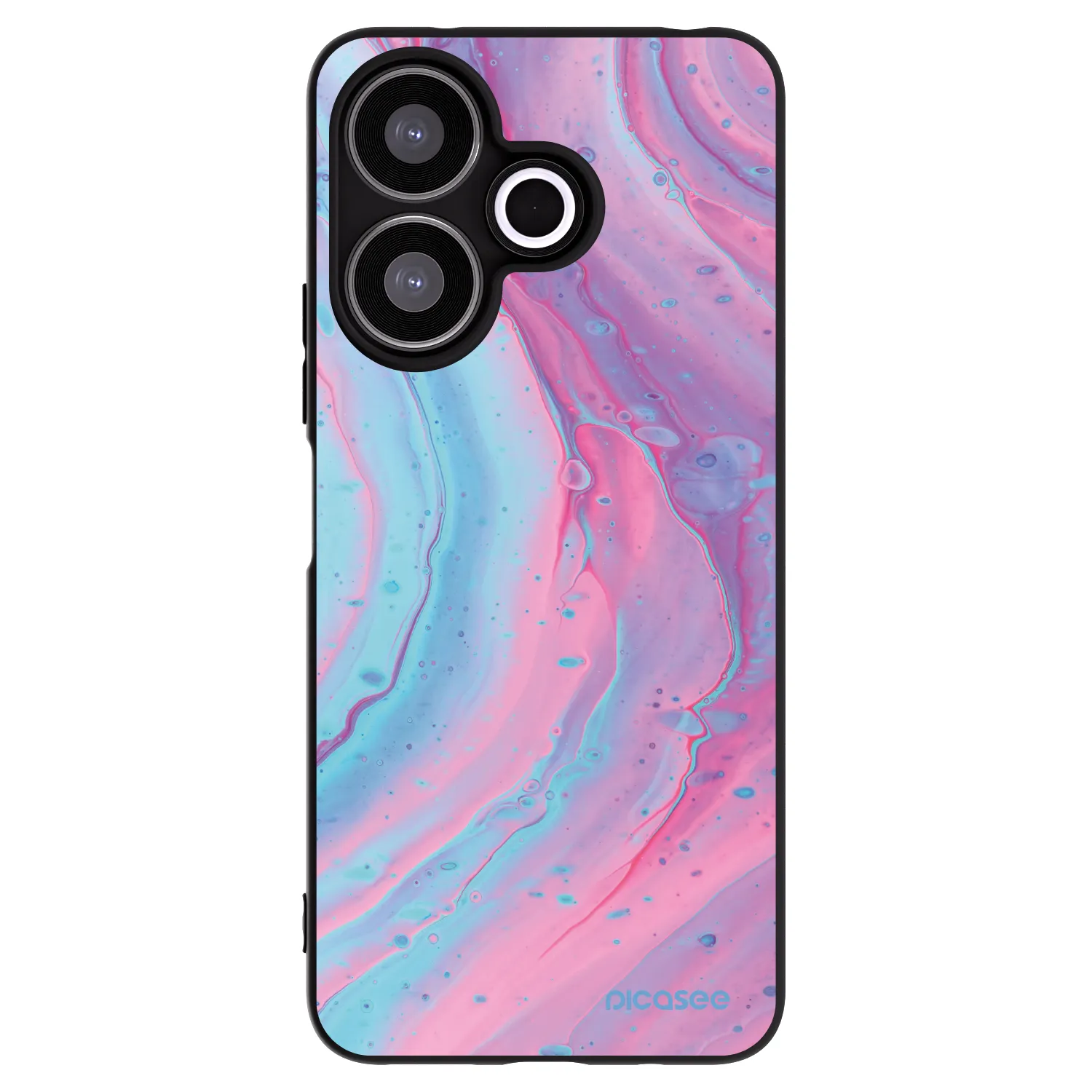 Picasee silikonowe czarne etui na Xiaomi Redmi 13 4G - Pink liquid