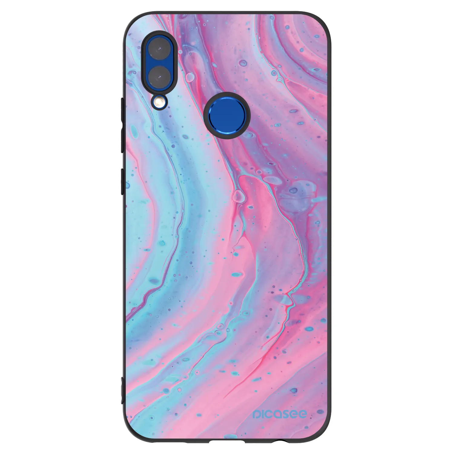 Picasee silikonowe czarne etui na Honor 10 Lite - Pink liquid
