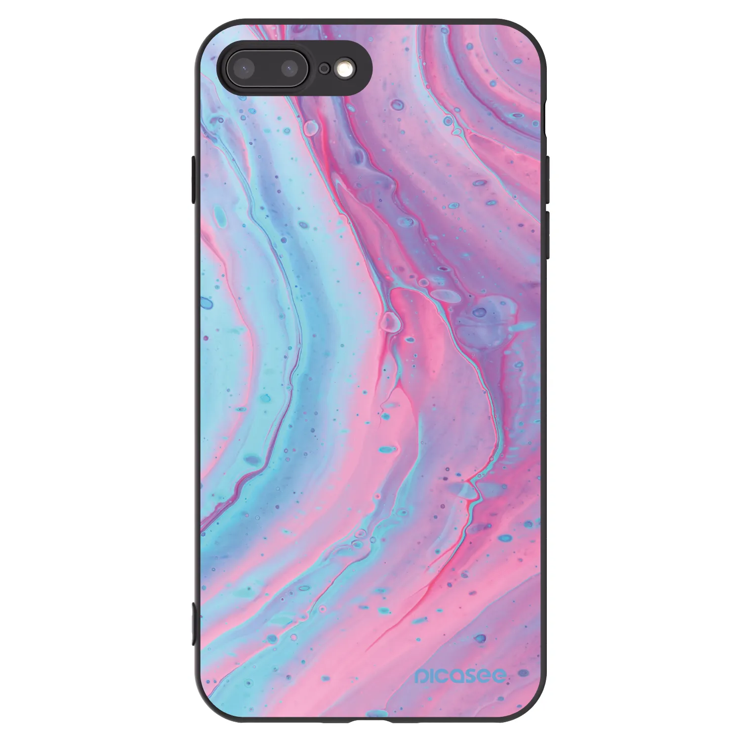 Picasee silikonowe czarne etui na Apple iPhone 8 Plus - Pink liquid
