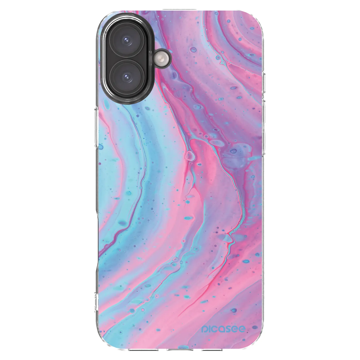 Picasee silikonowe przeźroczyste etui na Apple iPhone 16 Plus - Pink liquid