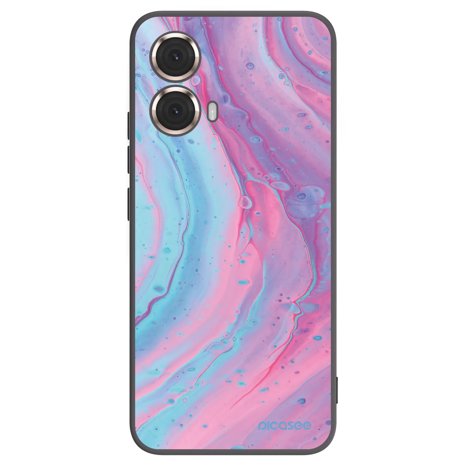 Picasee silikonowe czarne etui na Motorola Moto G85 - Pink liquid