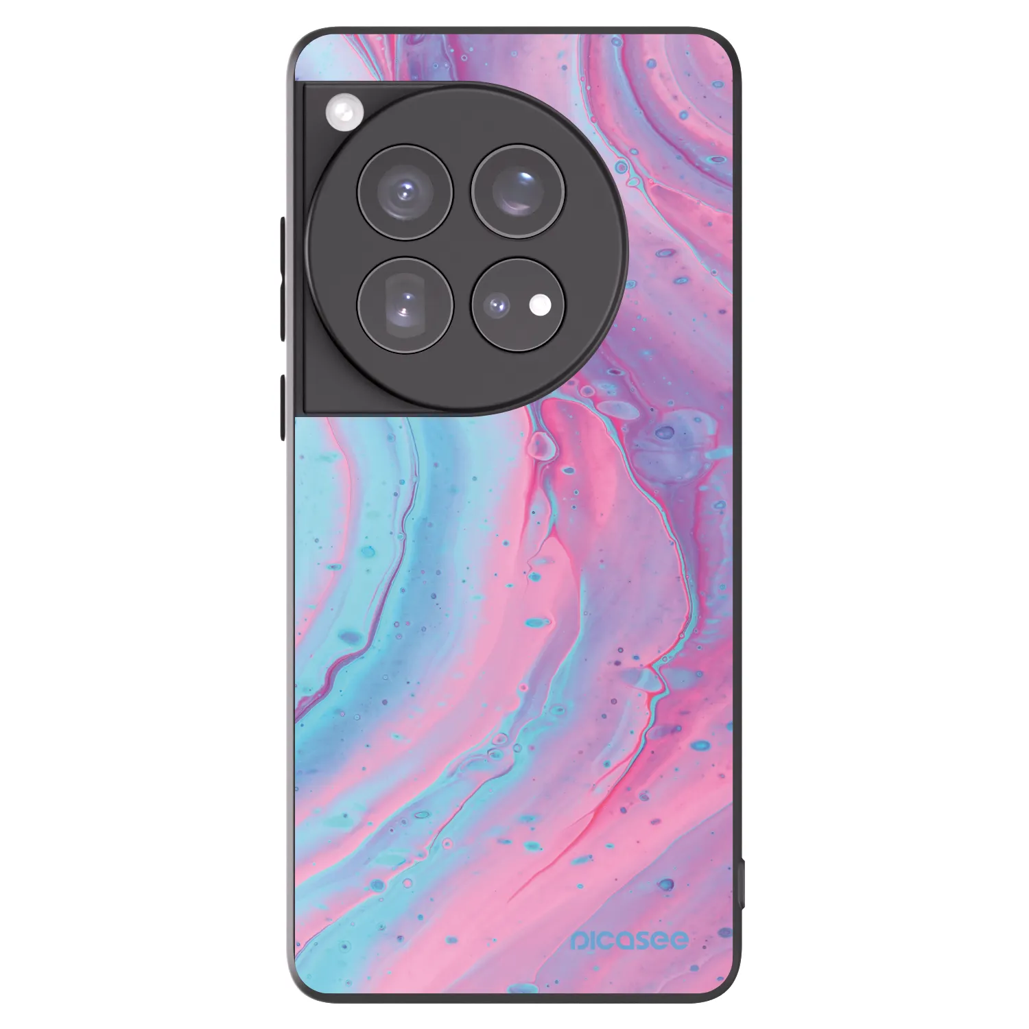 Picasee silikonowe czarne etui na OnePlus 12 5G - Pink liquid