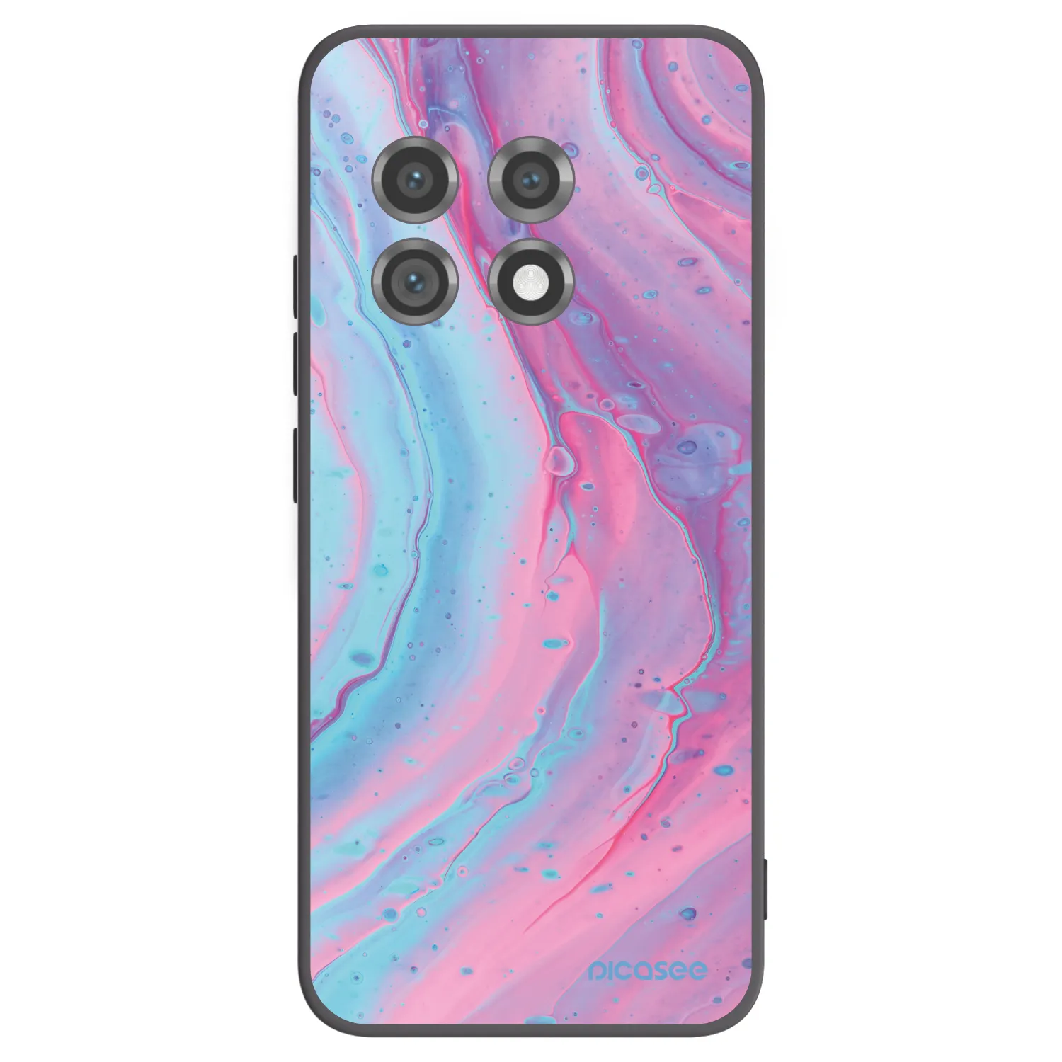 Picasee silikonowe czarne etui na OnePlus 11 5G - Pink liquid