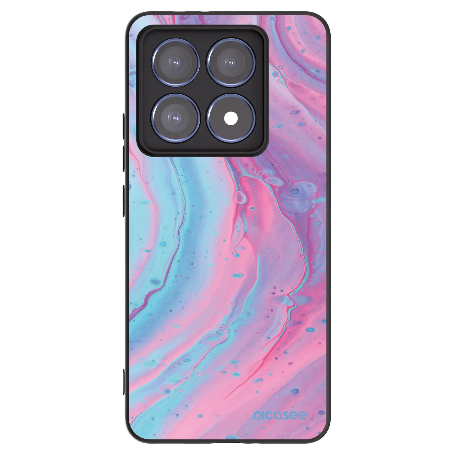 Picasee silikonowe czarne etui na Xiaomi 14T Pro - Pink liquid