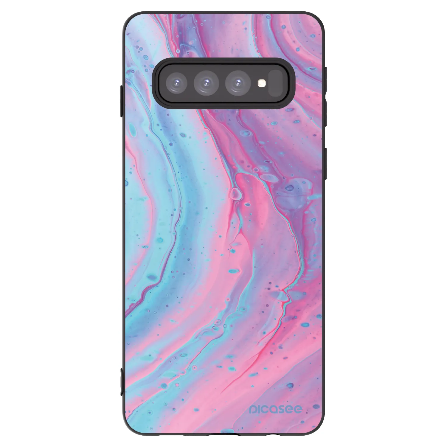 Picasee silikonowe czarne etui na Samsung Galaxy S10 G973 - Pink liquid